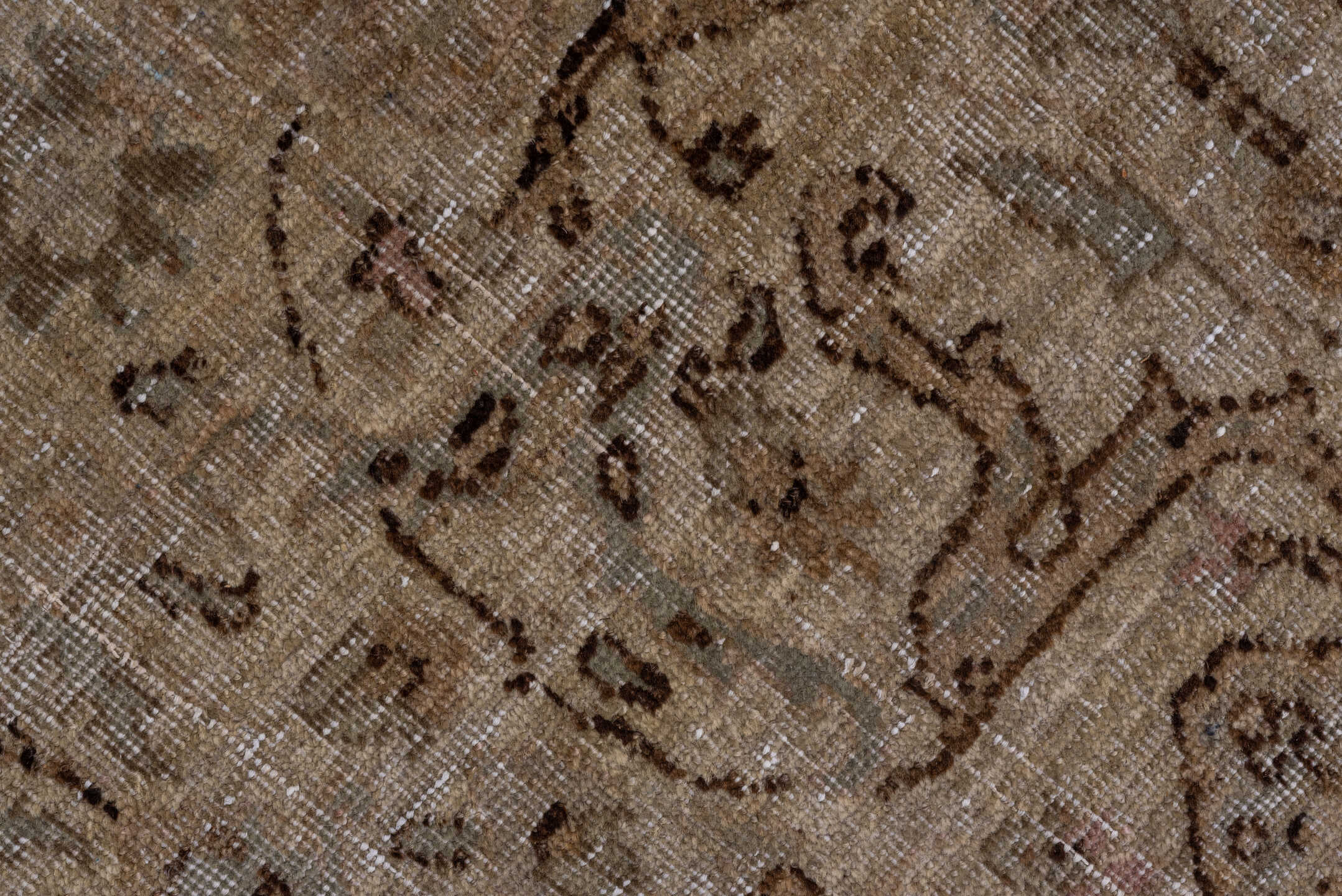 7' x 9' one-of-a-kind handmade vintage Sivas rug. Color palette: beige, taupe, ivory, brown, slate, blue, gray