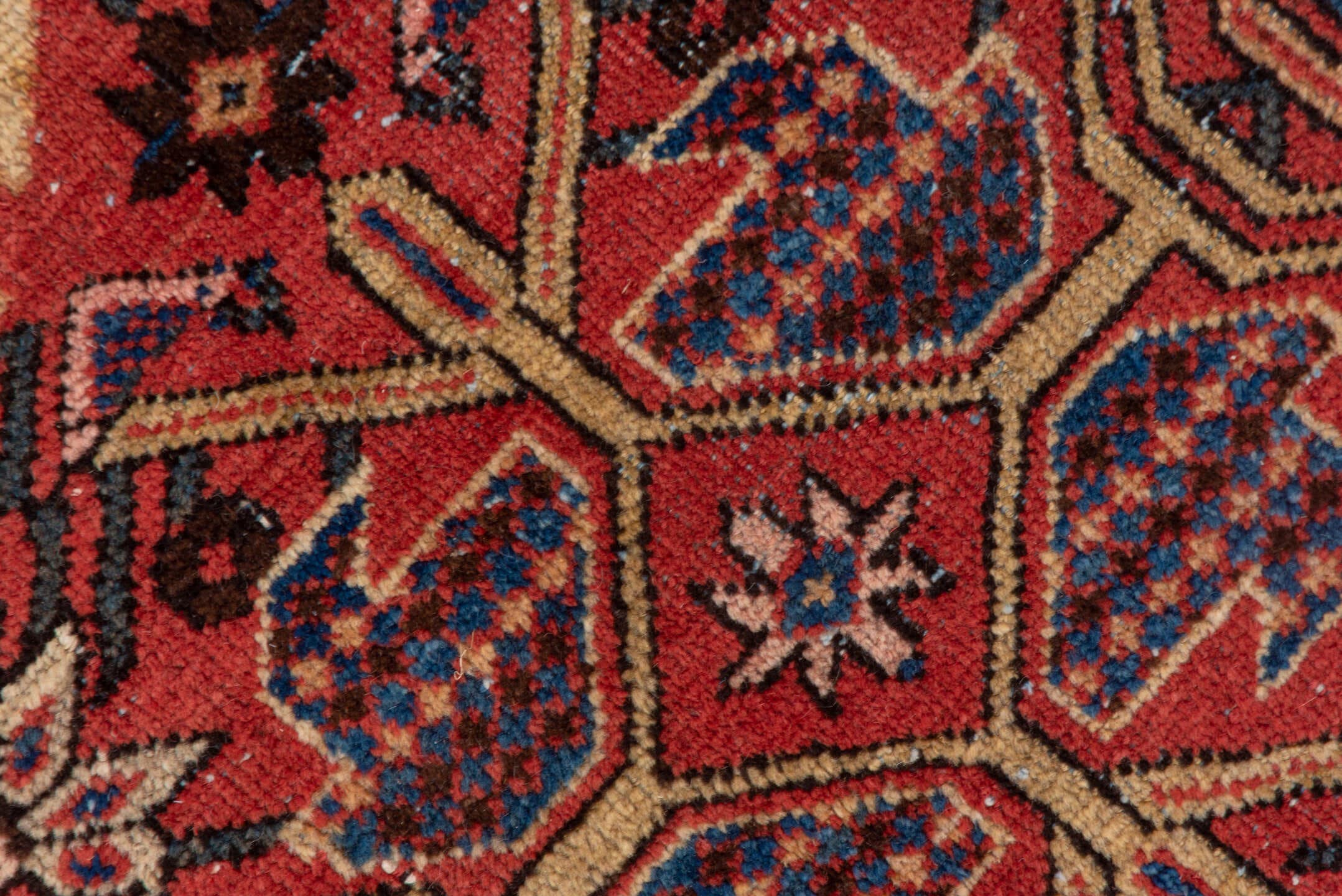 11' x 19' one-of-a-kind handmade vintage Mahal oversize rug. Color palette: red, navy, ivory, slate, rose, camel, charcoal
