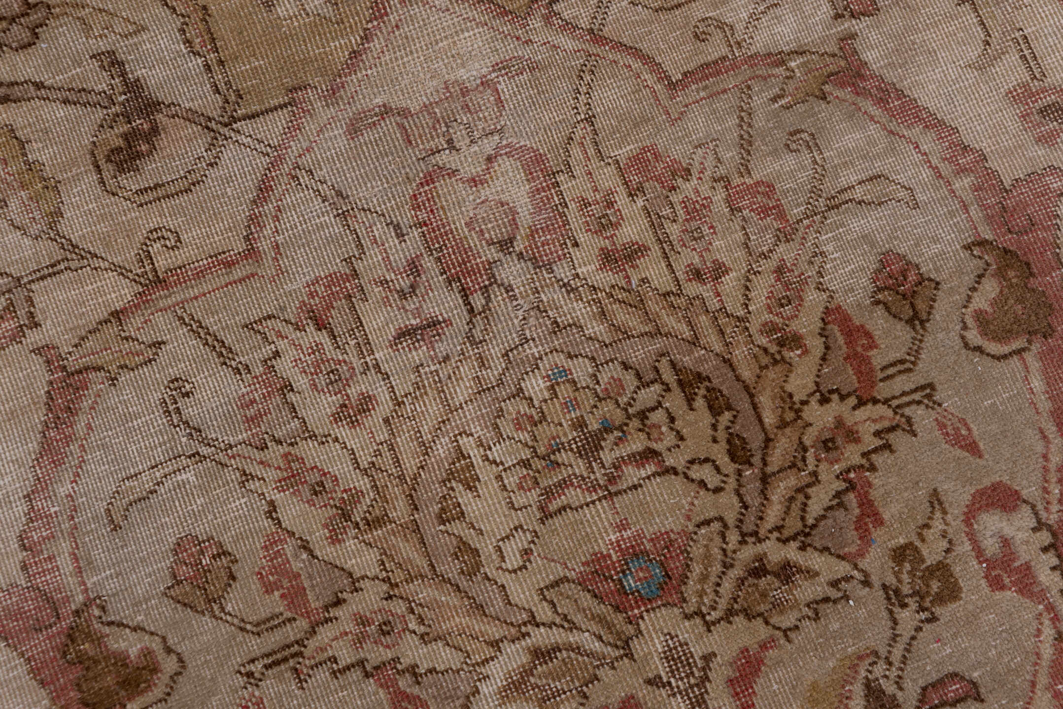 9' x 13' one-of-a-kind handmade vintage Sivas large size rug. Color palette: blue, brown, dim gray, gray, pink