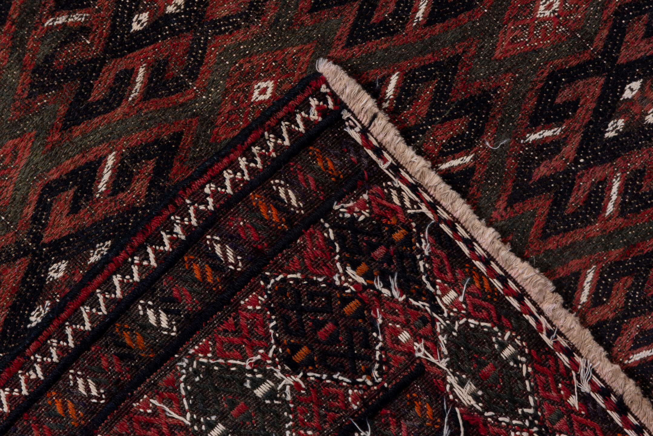 6' x 11' one-of-a-kind handmade vintage Kilim large size rug. Color palette: burgundy, brown, charcoal, ivory, rust, taupe