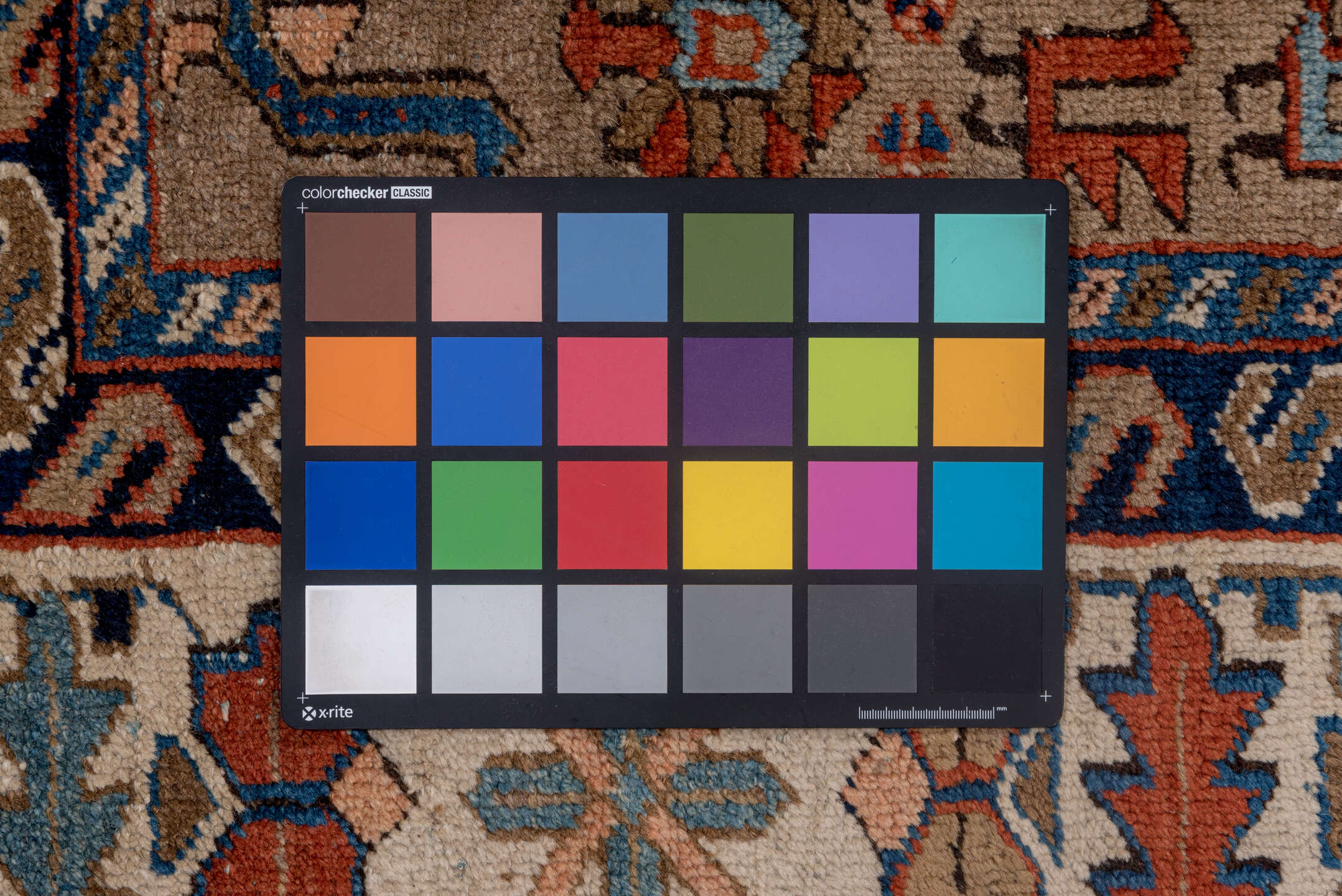 7' x 9' one-of-a-kind handmade vintage Heriz rug. Color palette: blue, brown, dim gray, gray, light gray, off-white, pink