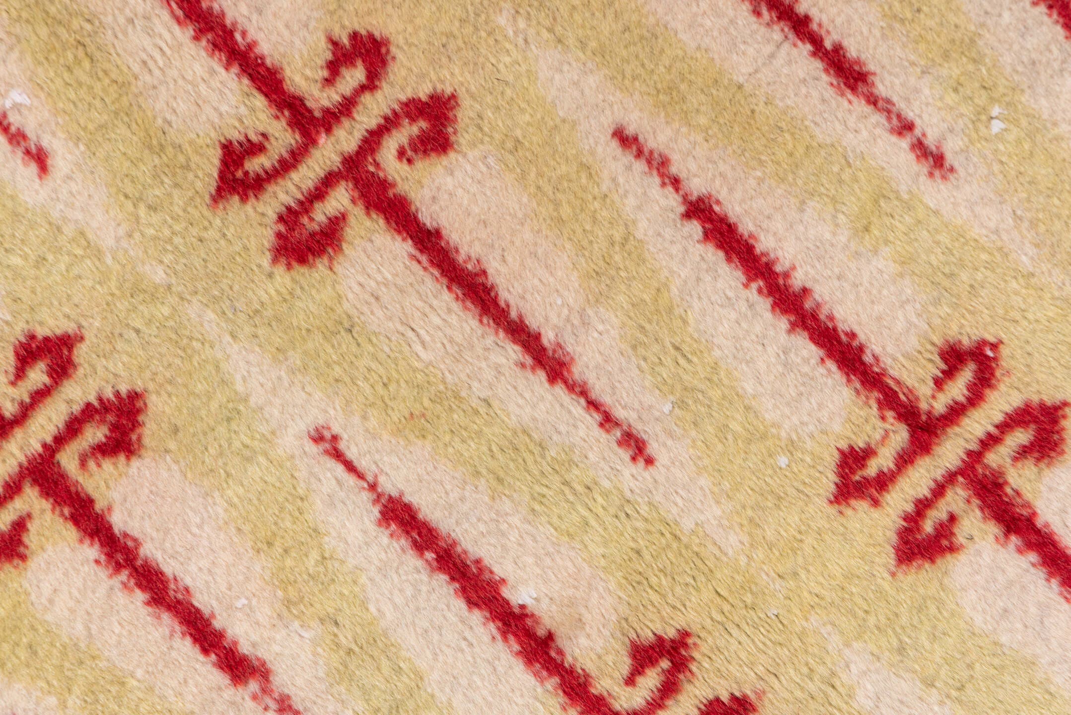 4' x 8' one-of-a-kind handmade vintage Zeki Muran rug. Color palette: ivory, crimson, cream, red
