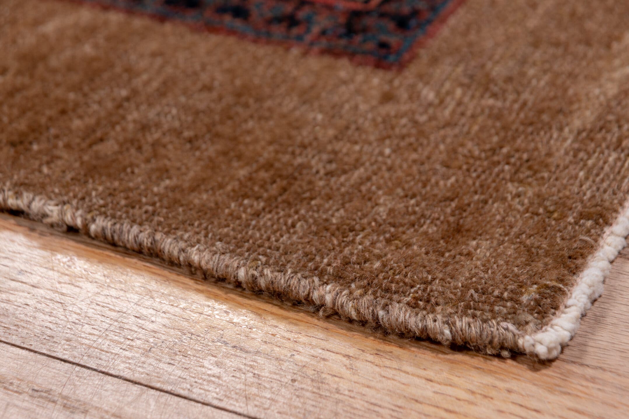 3' x 20' one-of-a-kind handmade antique Cam Hamadan runner rug. Color palette: camel, ivory, indigo, rust, navy, rose, brown