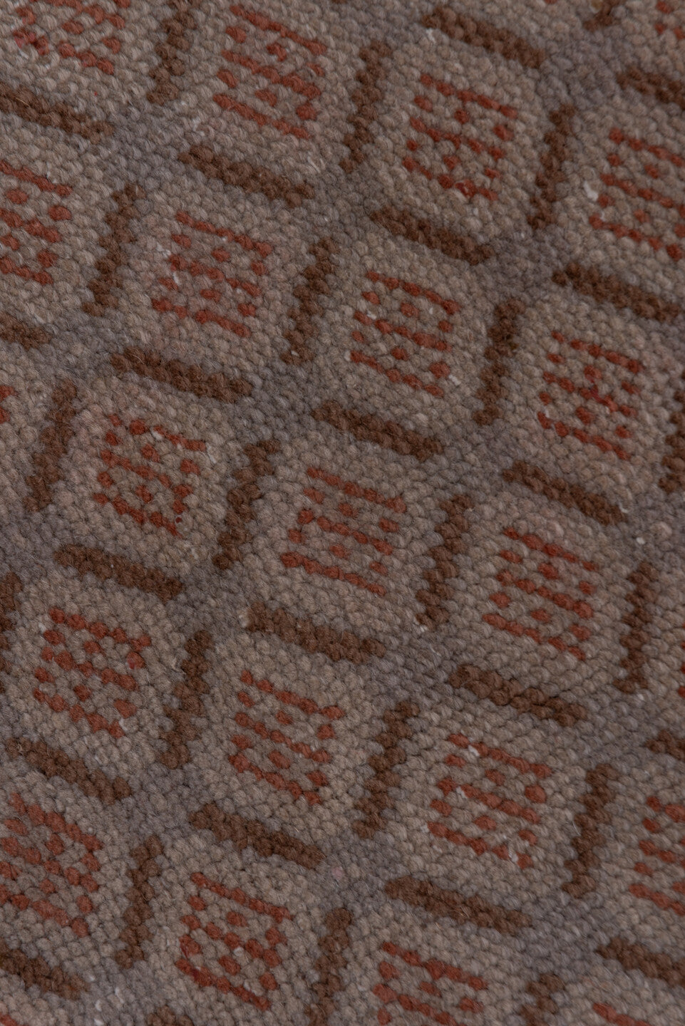 7' x 10' one-of-a-kind handmade vintage Oushak large size rug. Color palette: brown, gray, pink