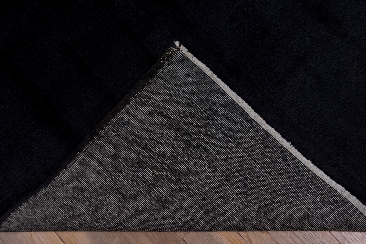 9' x 12' one-of-a-kind handmade vintage Overdyed large size rug. Color palette: charcoal, ebony, slate, gray, black