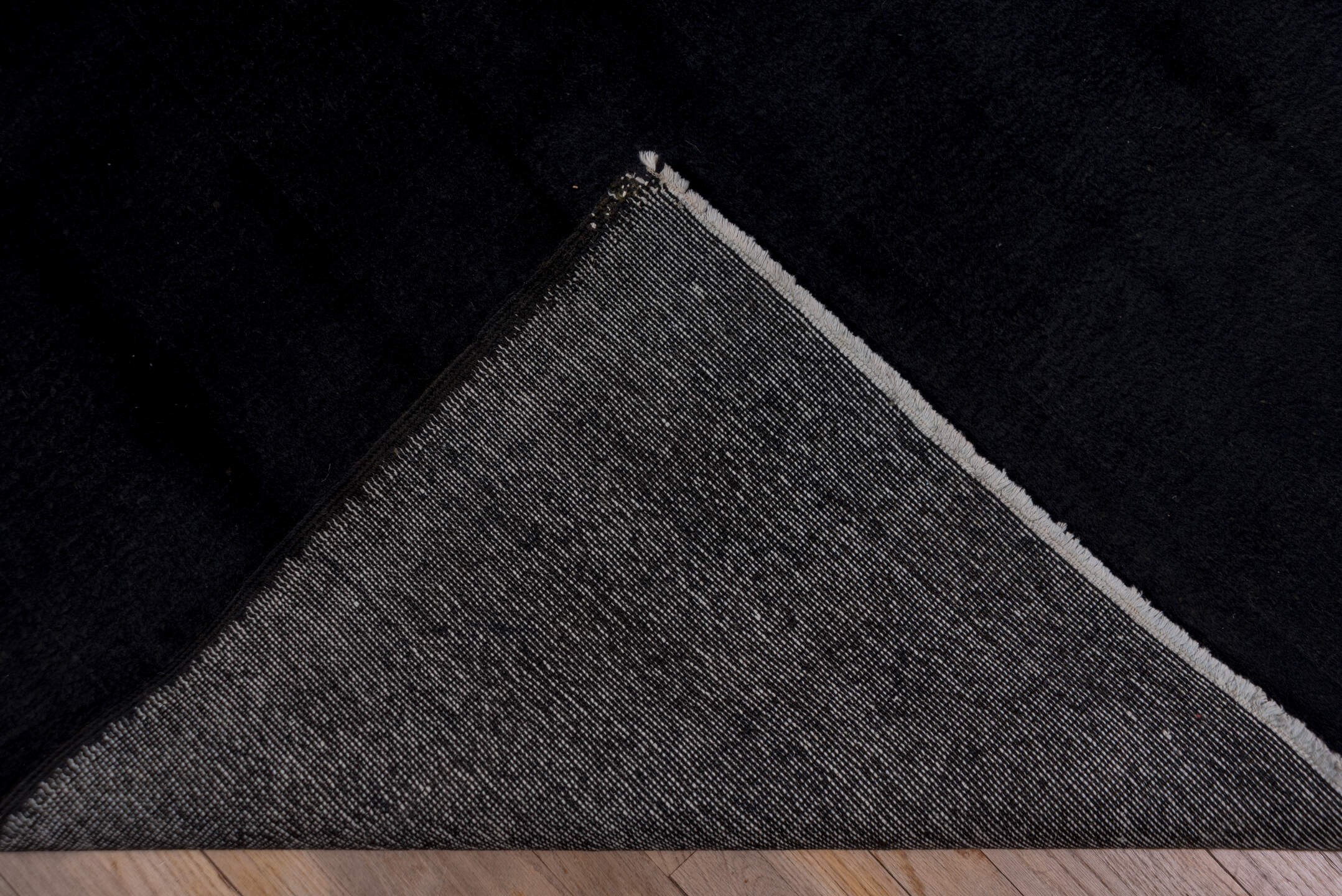 9' x 12' one-of-a-kind handmade vintage Overdyed large size rug. Color palette: black, charcoal, gray