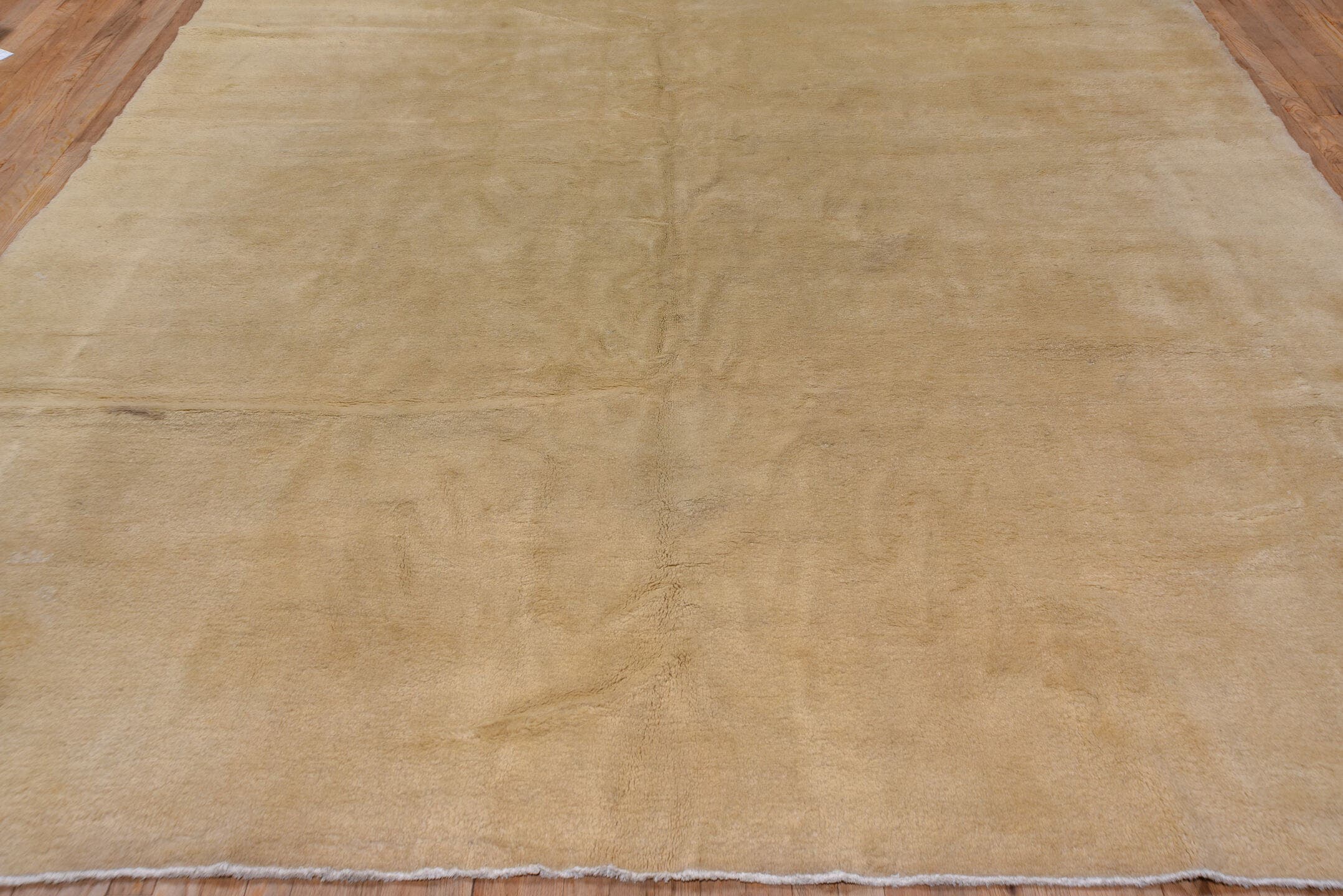 9' x 13' one-of-a-kind handmade vintage Art Deco large size rug. Color palette: ivory, cream, beige, camel