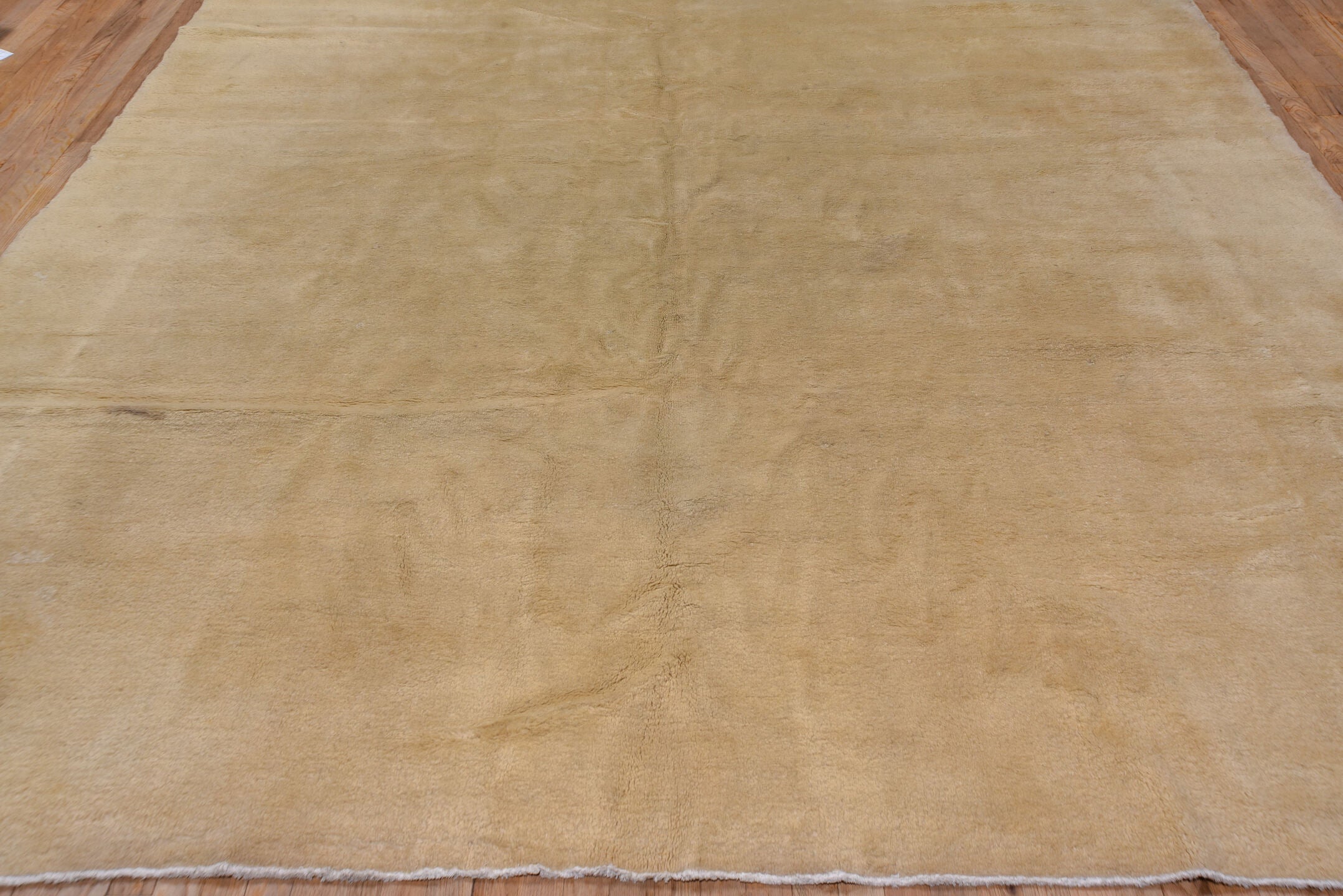 9' x 13' one-of-a-kind handmade vintage Art Deco large size rug. Color palette: ivory, cream, beige, camel