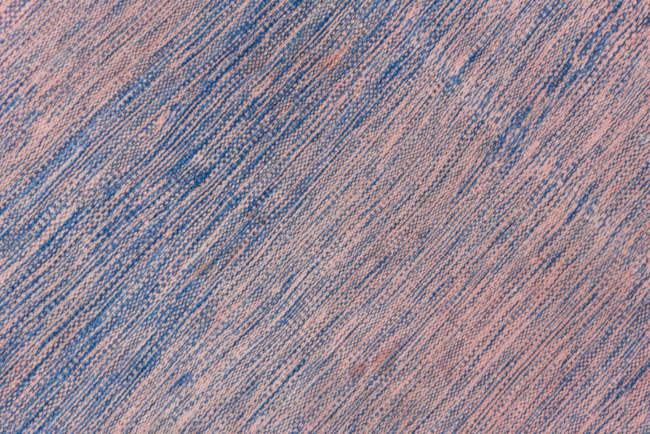 12' x 19' one-of-a-kind handmade vintage Dhurrie oversize rug. Color palette: blue, gray, light gray, off-white, pink