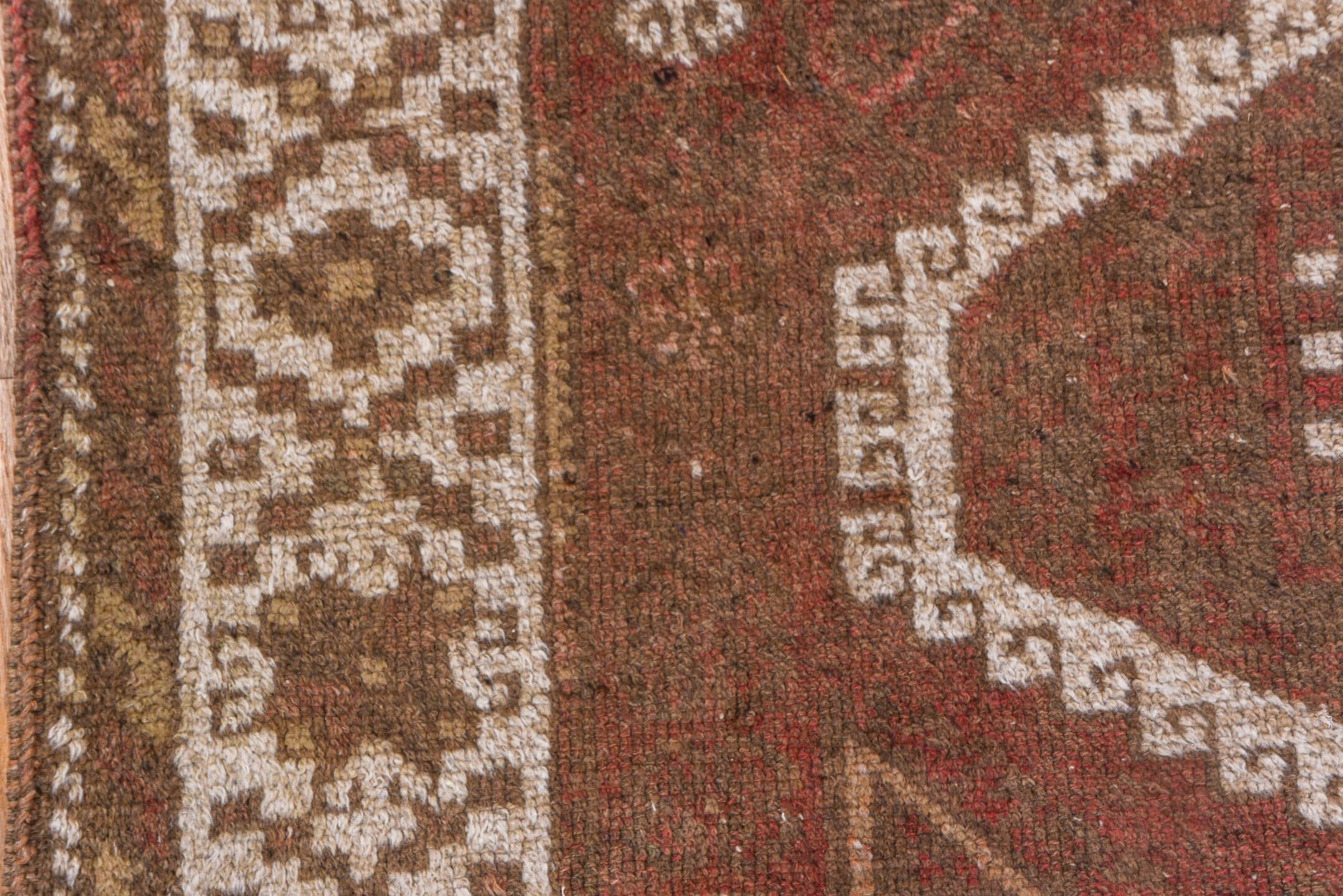 4' x 8' one-of-a-kind handmade vintage Oushak rug. Color palette: rust, ivory, taupe, brown, terracotta, beige, gray