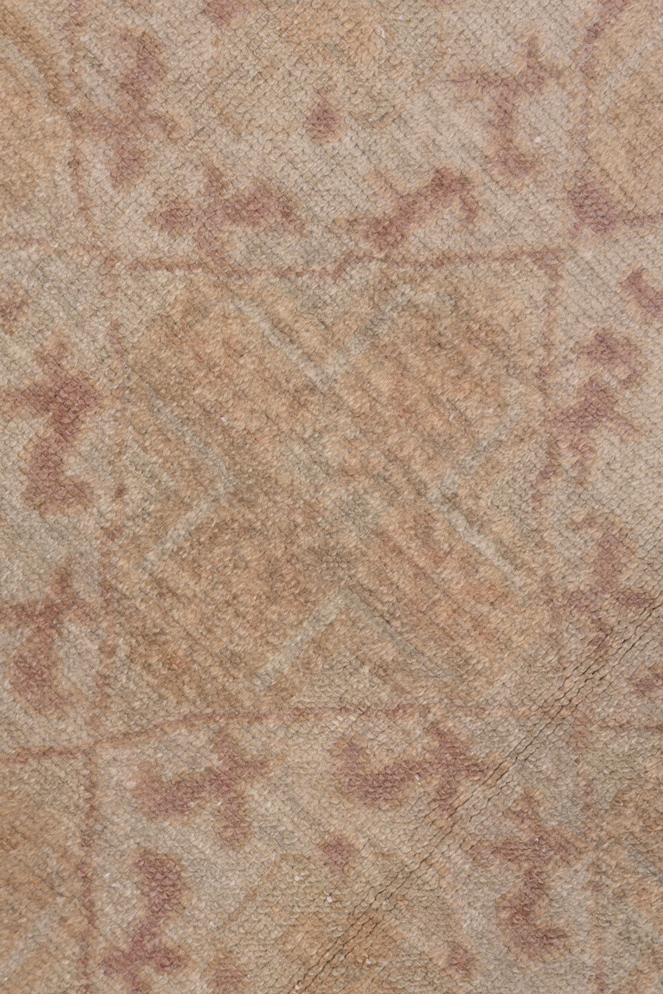 4' x 8' one-of-a-kind handmade vintage Oushak rug. Color palette: beige, taupe, blush, dusty rose, ivory, gray, pink