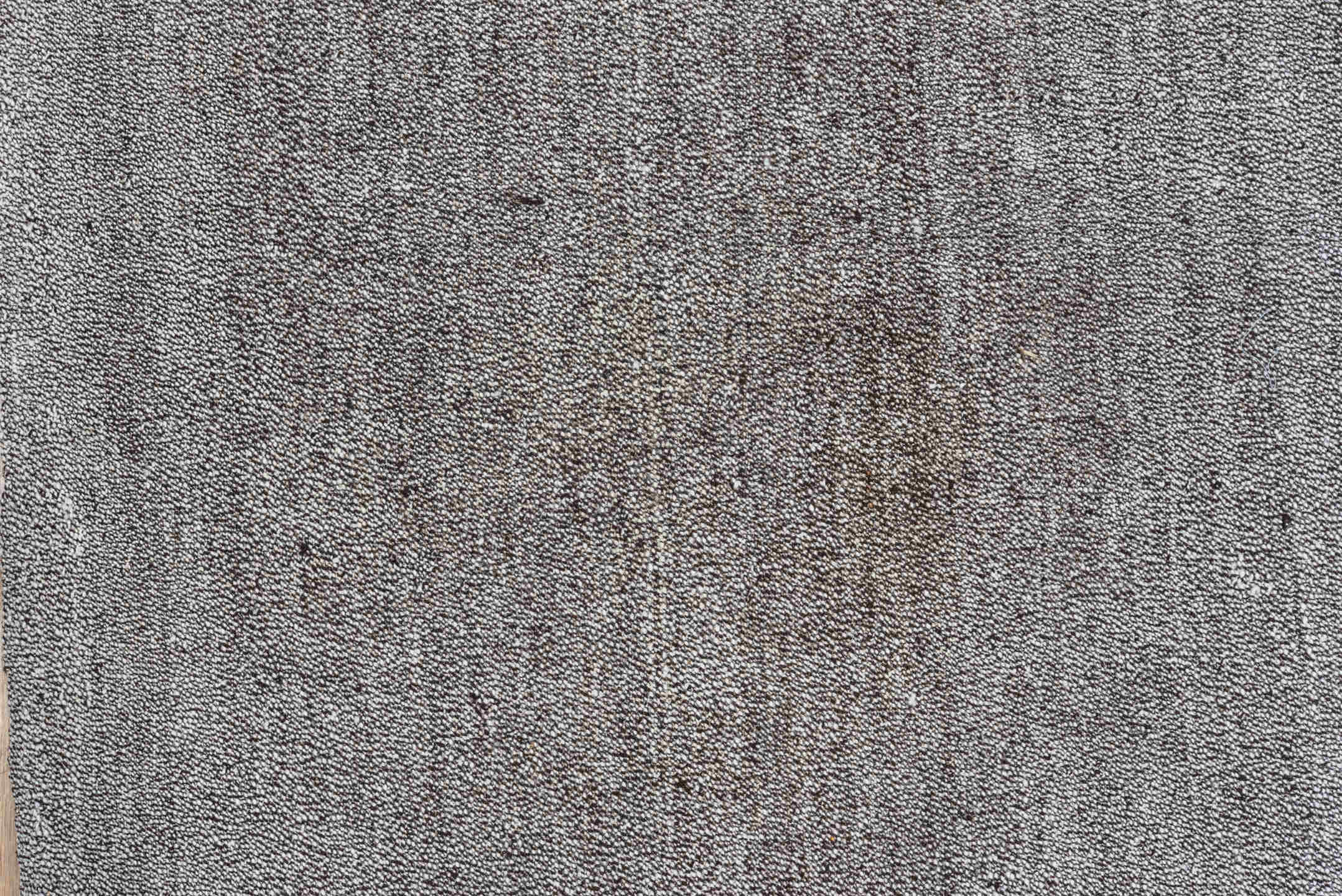 7' x 9' one-of-a-kind handmade antique Flatweave rug. Color palette: gray, charcoal, taupe, black, beige