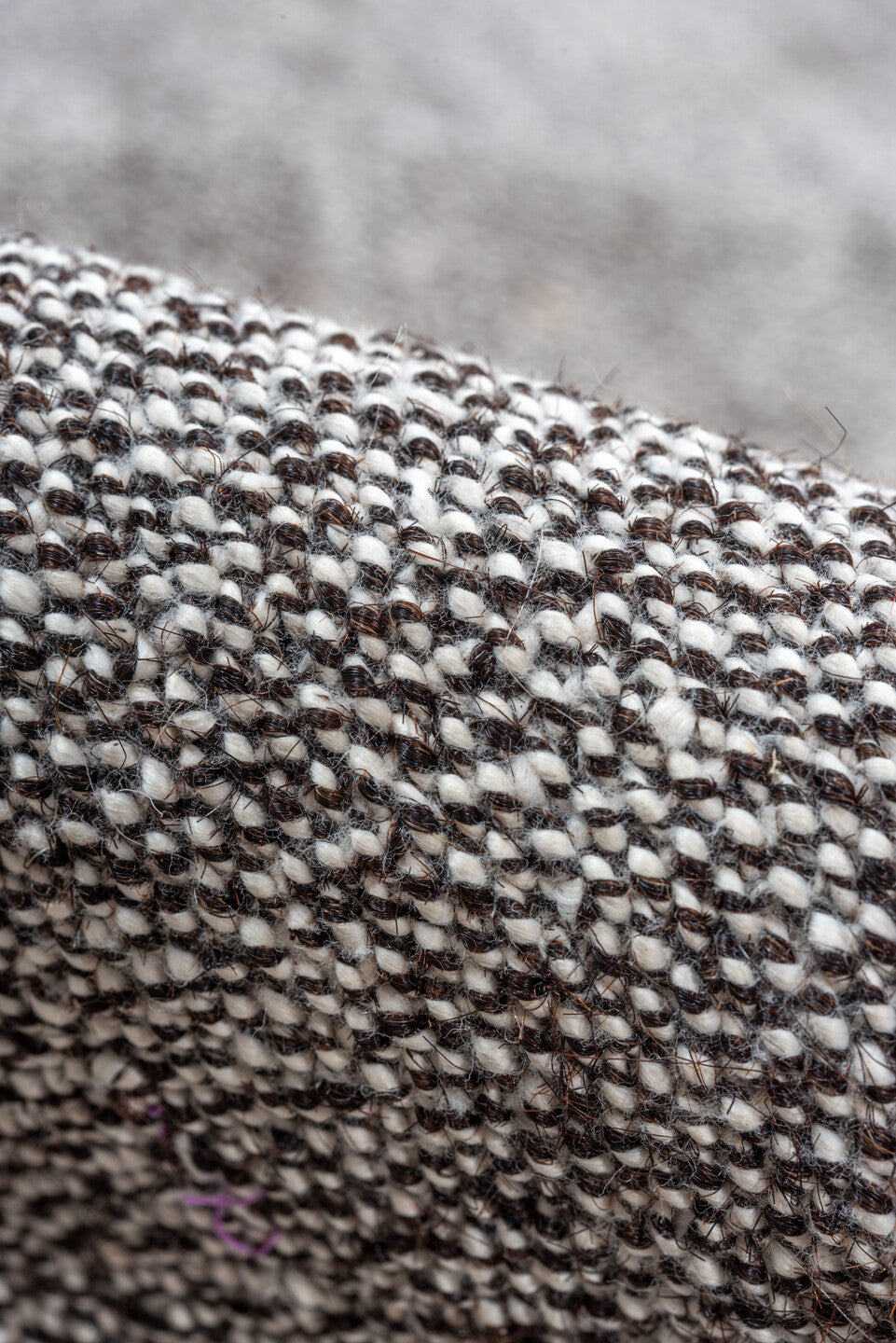 7' x 9' one-of-a-kind handmade antique Flatweave rug. Color palette: gray, charcoal, taupe, black, beige