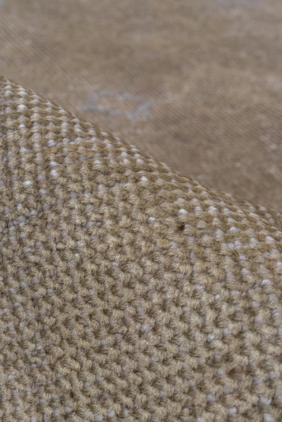 7' x 10' one-of-a-kind handmade vintage Oushak large size rug. Color palette: taupe, beige, sand, ivory, pale blue, greige