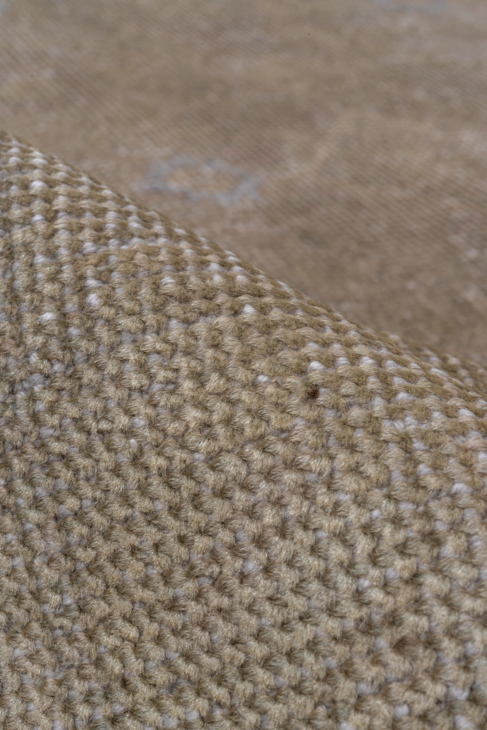 7' x 10' one-of-a-kind handmade vintage Oushak large size rug. Color palette: taupe, beige, sand, ivory, pale blue, greige