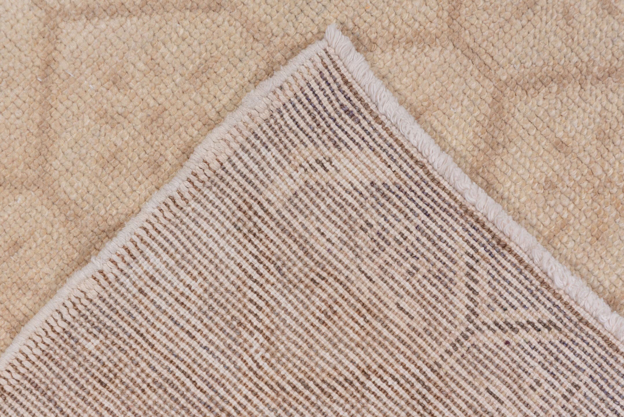 6' x 9' one-of-a-kind handmade vintage Oushak medium size rug. Color palette: ivory, beige, taupe, sand, gray