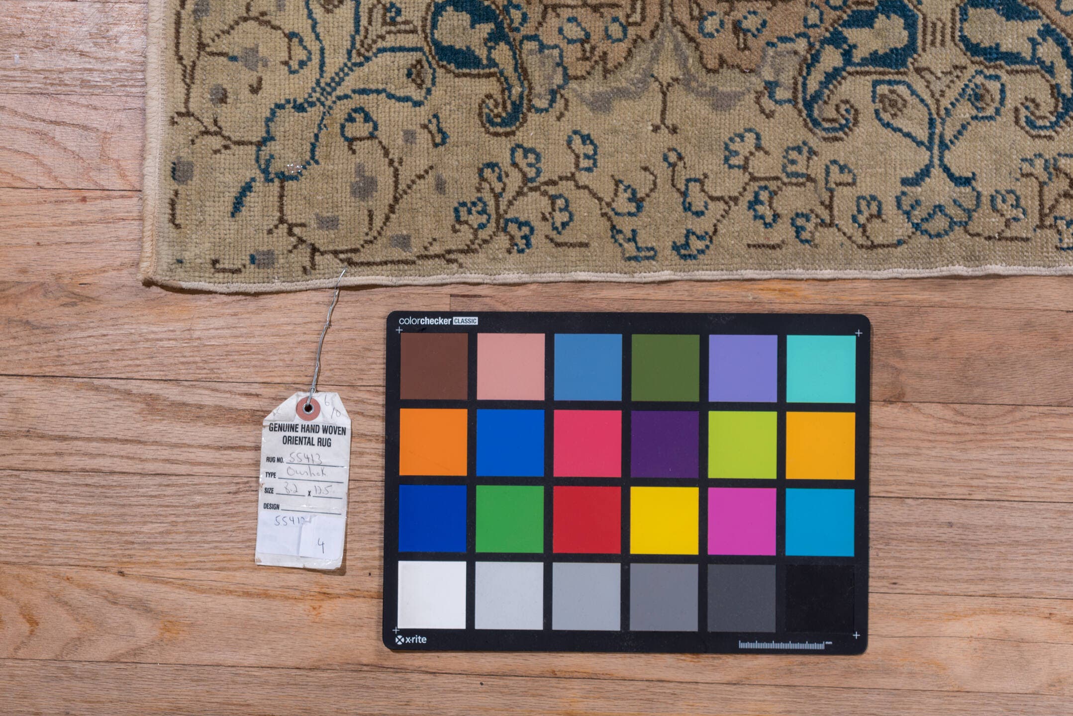 8' x 12' one-of-a-kind handmade vintage Oushak large size rug. Color palette: beige, taupe, blue, ivory, camel, slate, gray