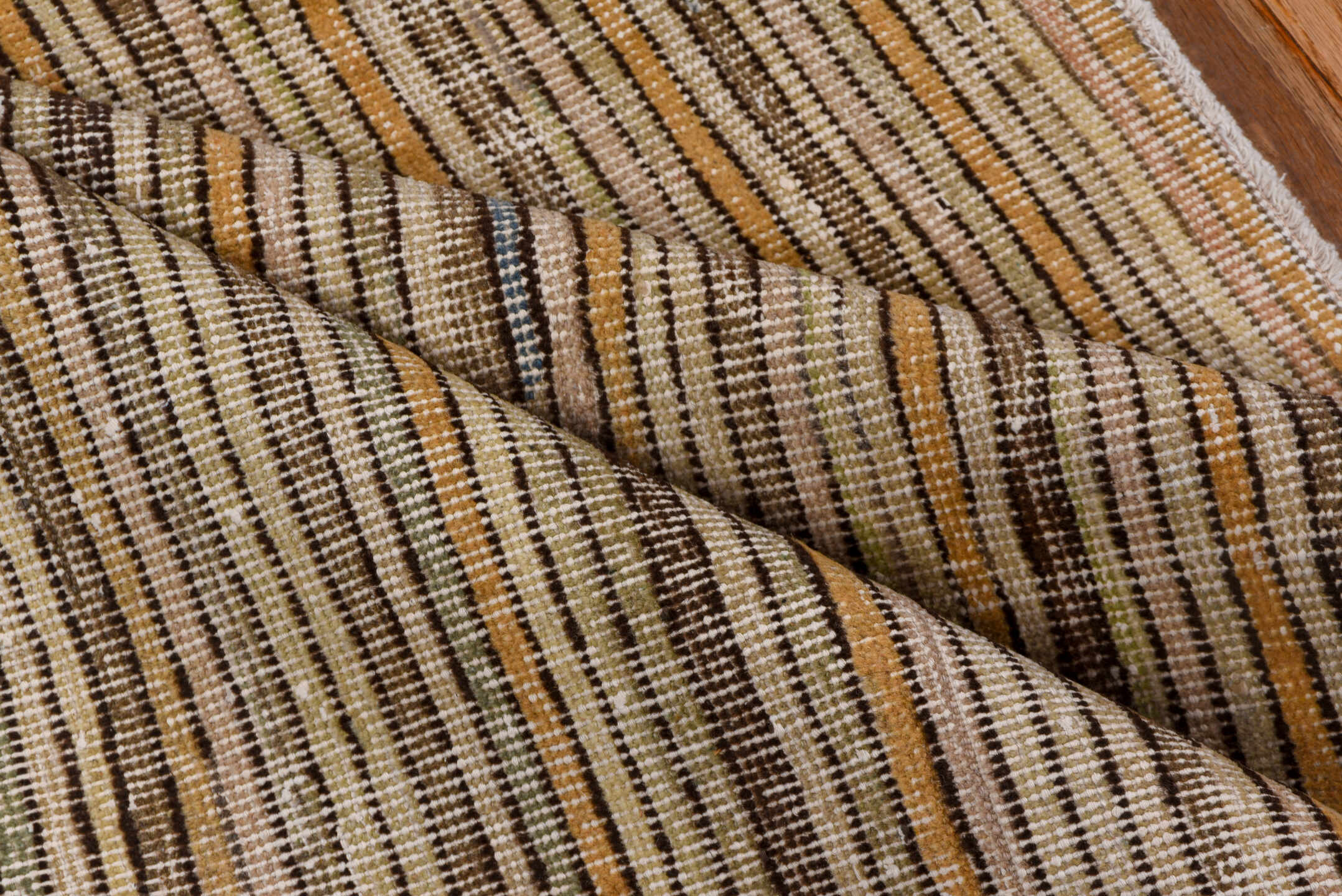 2' x 6' one-of-a-kind handmade vintage Tulu runner rug. Color palette: brown, gray, light gray, off-white, orange, snow