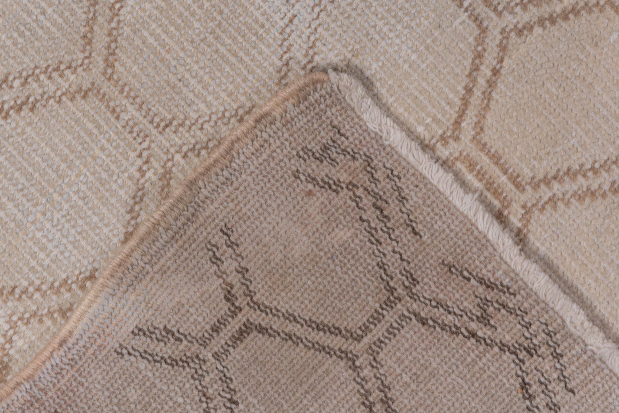 5' x 8' one-of-a-kind handmade vintage Oushak medium size rug. Color palette: ivory, taupe, beige, sand, gray