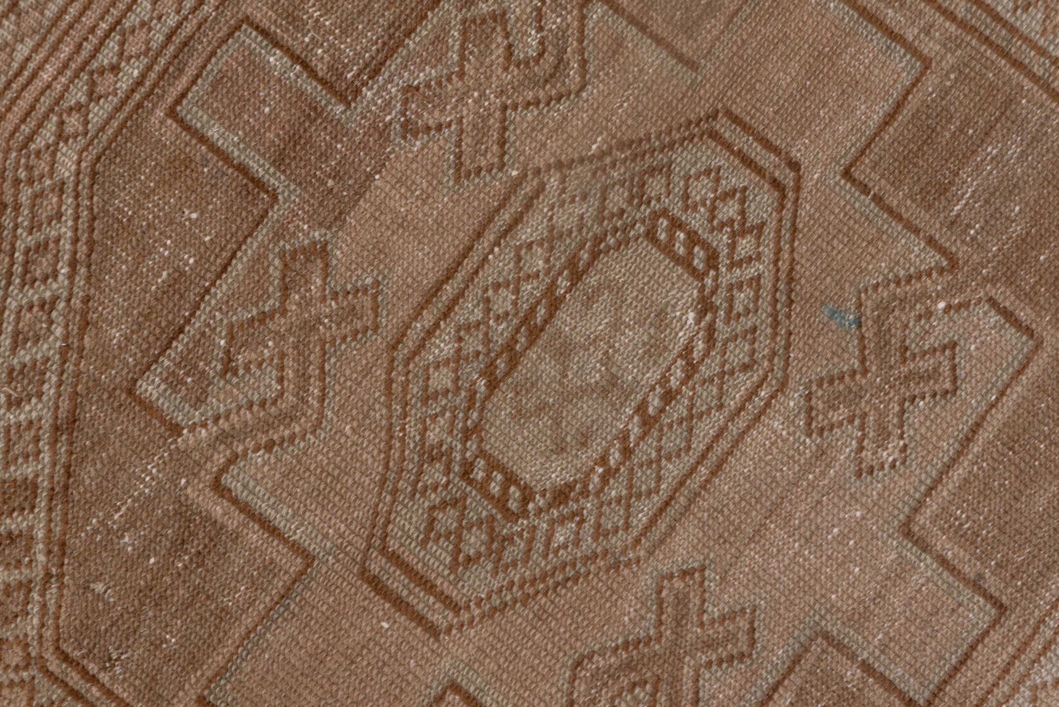 9' x 11' one-of-a-kind handmade vintage Afghan large size rug. Color palette: camel, taupe, tan, beige, brown, ivory, gray