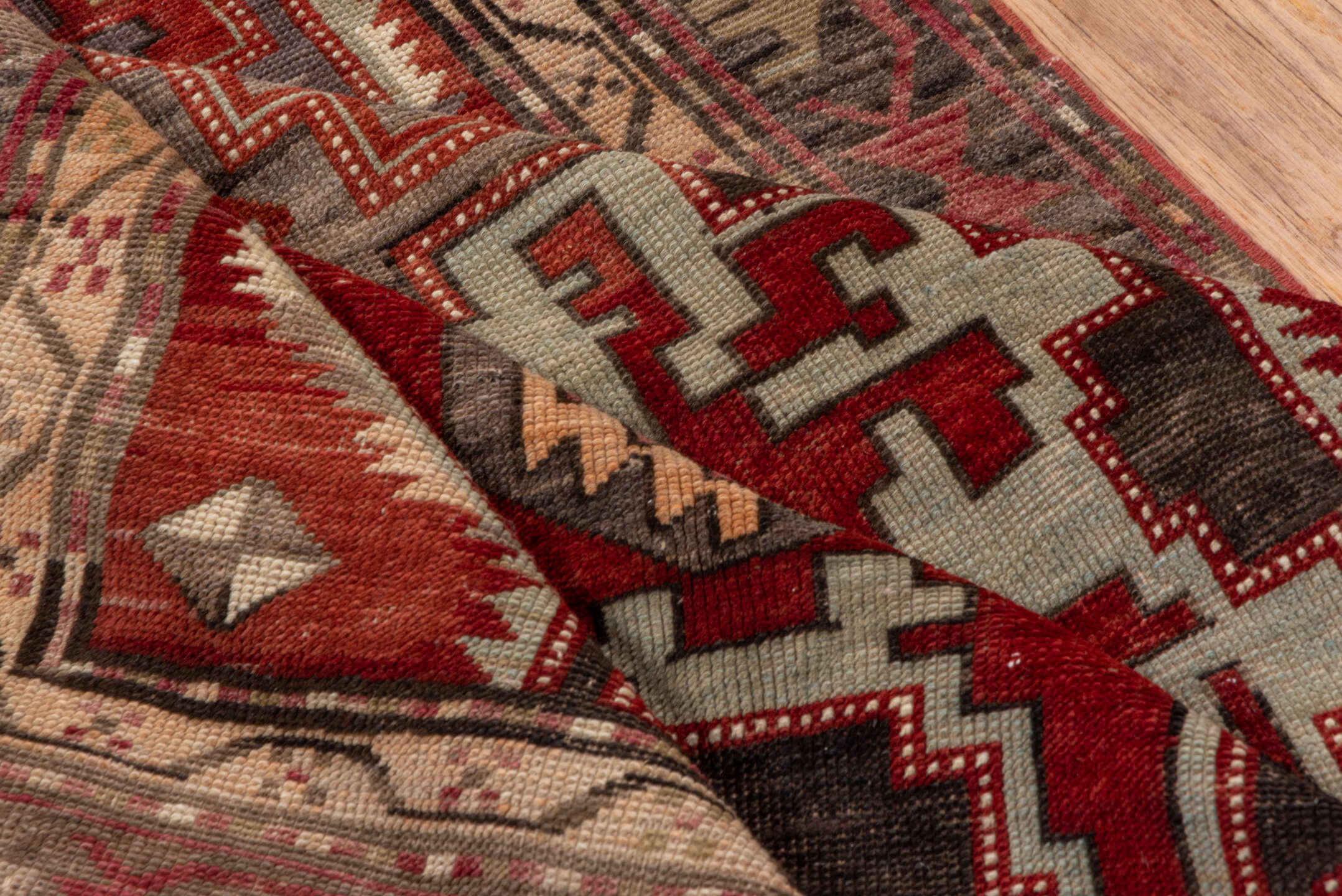 9' x 11' one-of-a-kind handmade vintage Afghan large size rug. Color palette: rust, ivory, charcoal, rose, taupe, burgundy