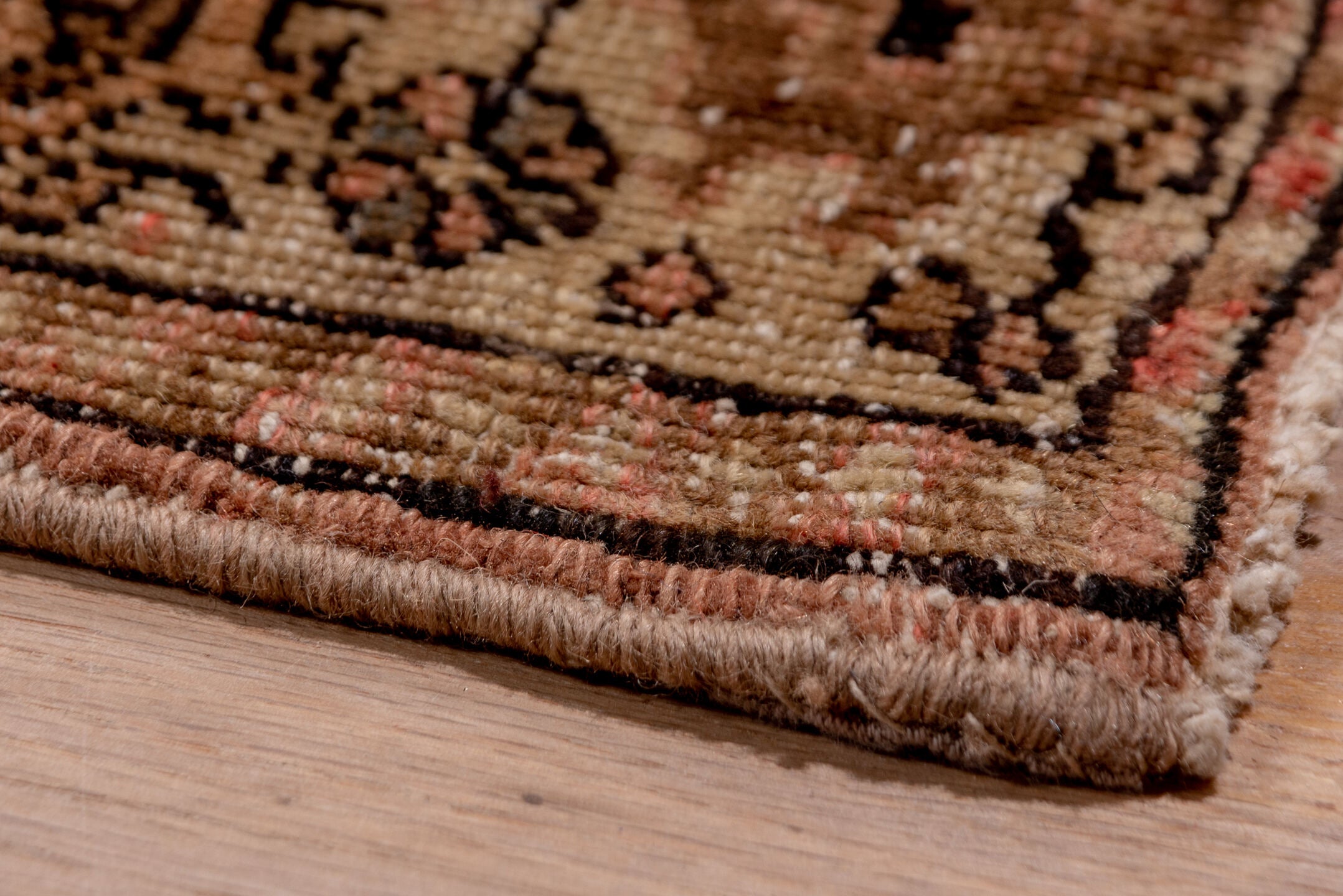 8' x 11' one-of-a-kind handmade vintage Kilim large size rug. Color palette: navy, rose, taupe, brown, ivory, camel