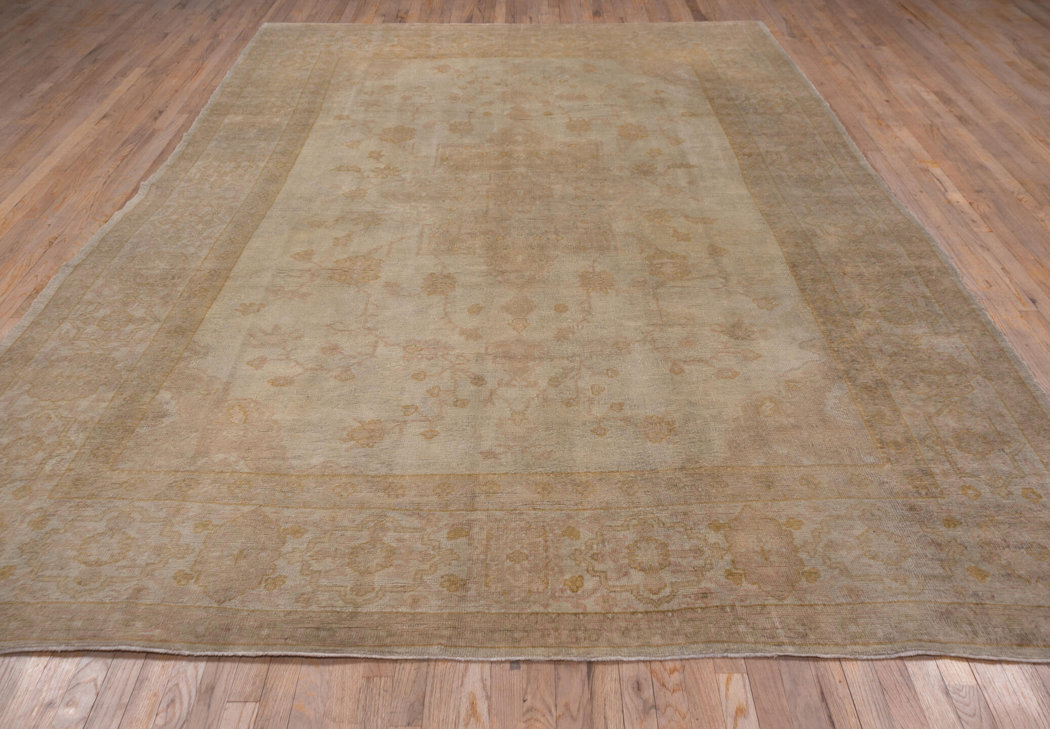 9' x 11' one-of-a-kind handmade vintage Kilim large size rug. Color palette: ivory, taupe, beige, sand, camel, pale gold