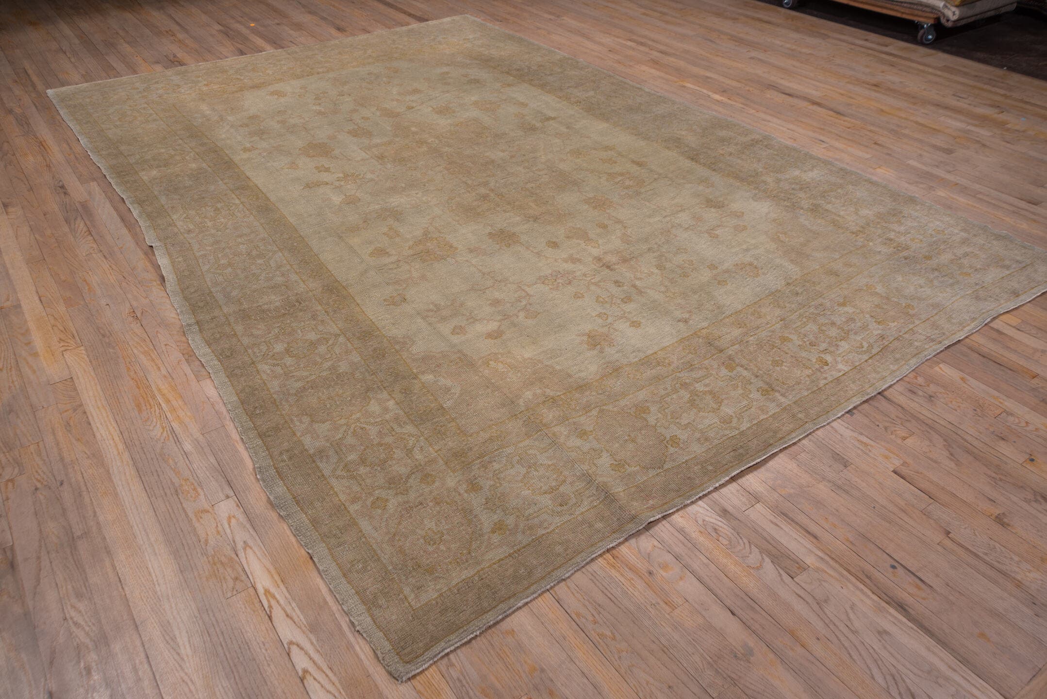 9' x 11' one-of-a-kind handmade vintage Kilim large size rug. Color palette: ivory, taupe, beige, sand, camel, pale gold