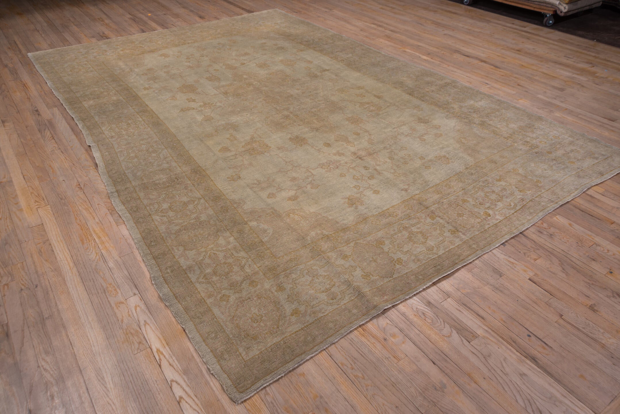 9' x 11' one-of-a-kind handmade vintage Kilim large size rug. Color palette: ivory, taupe, beige, sand, camel, pale gold