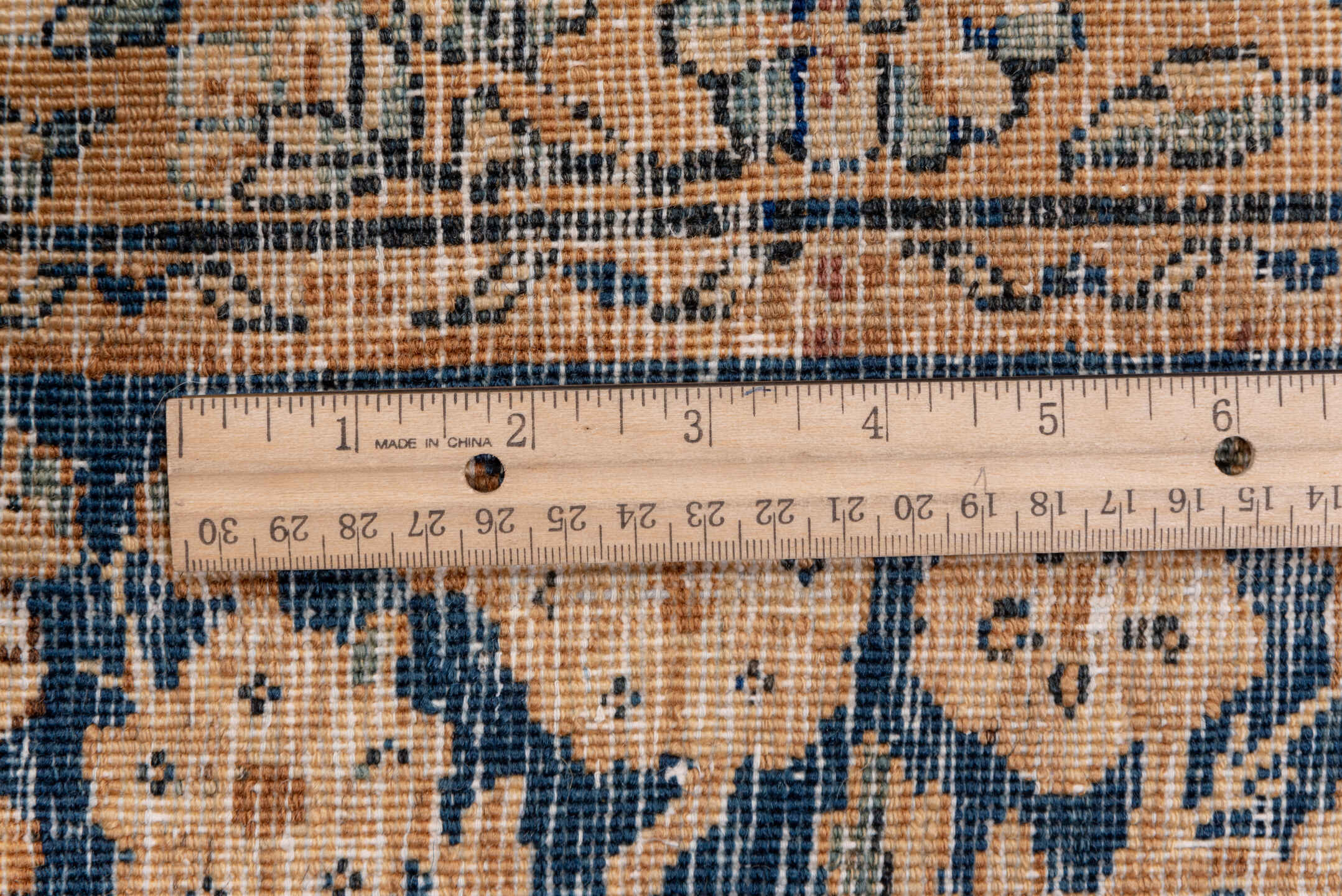 13' x 16' one-of-a-kind handmade vintage Afghan oversize rug. Color palette: ivory, slate blue, camel, taupe, navy, beige