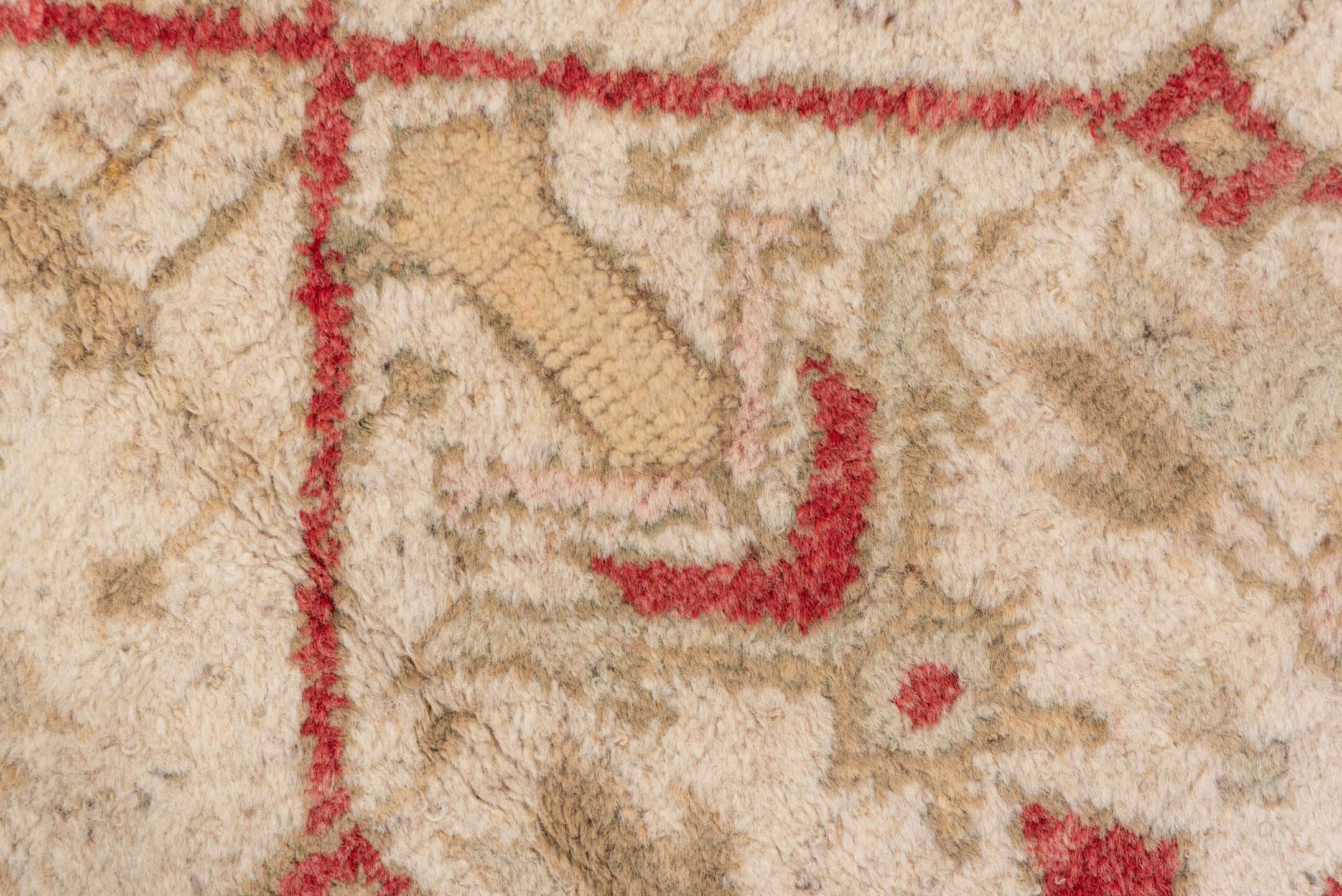 8' x 11' one-of-a-kind handmade antique Oushak large size rug. Color palette: ivory, coral, beige, tan, rose, terracotta