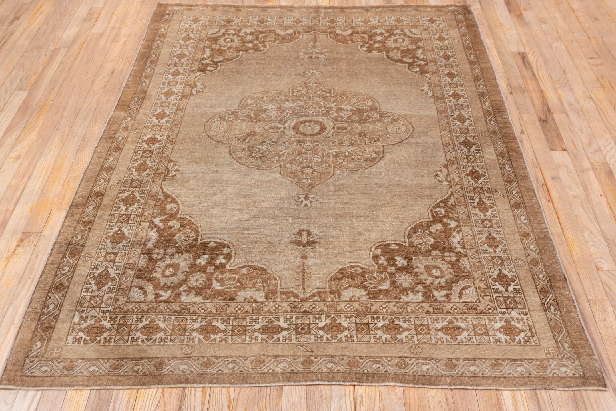 10' x 15' one-of-a-kind handmade vintage Kilim rug. Color palette: camel, ivory, taupe, sand, tan, beige, gray