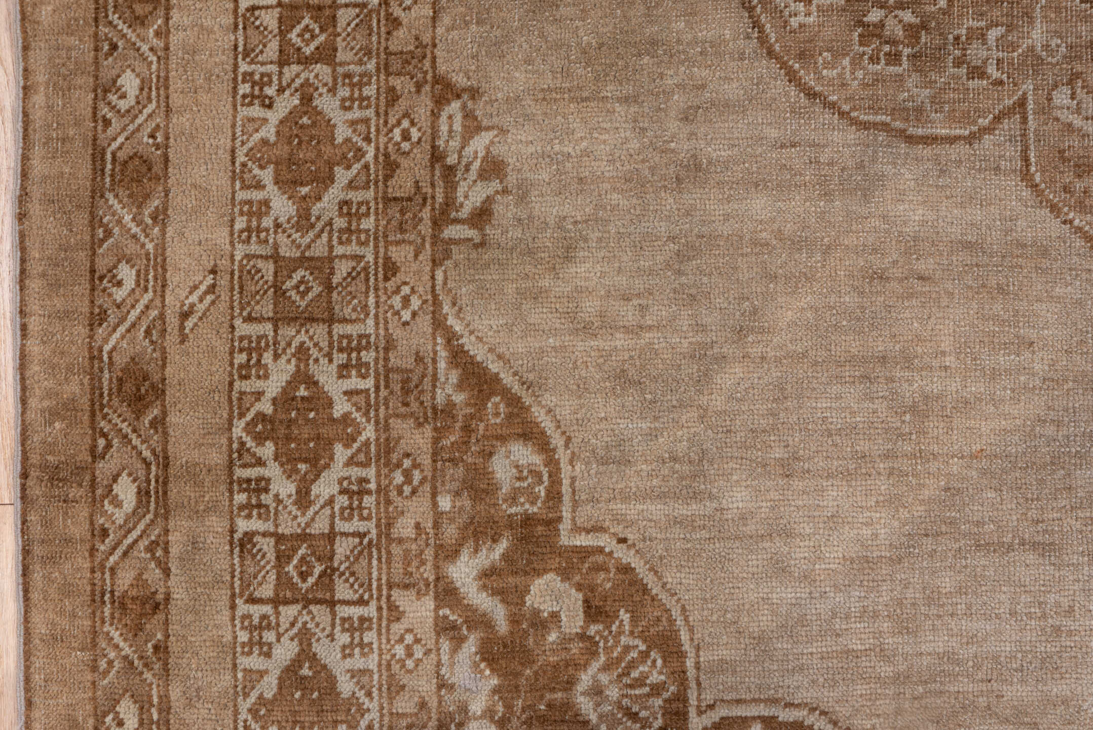 10' x 15' one-of-a-kind handmade vintage Kilim rug. Color palette: camel, ivory, taupe, sand, tan, beige, gray