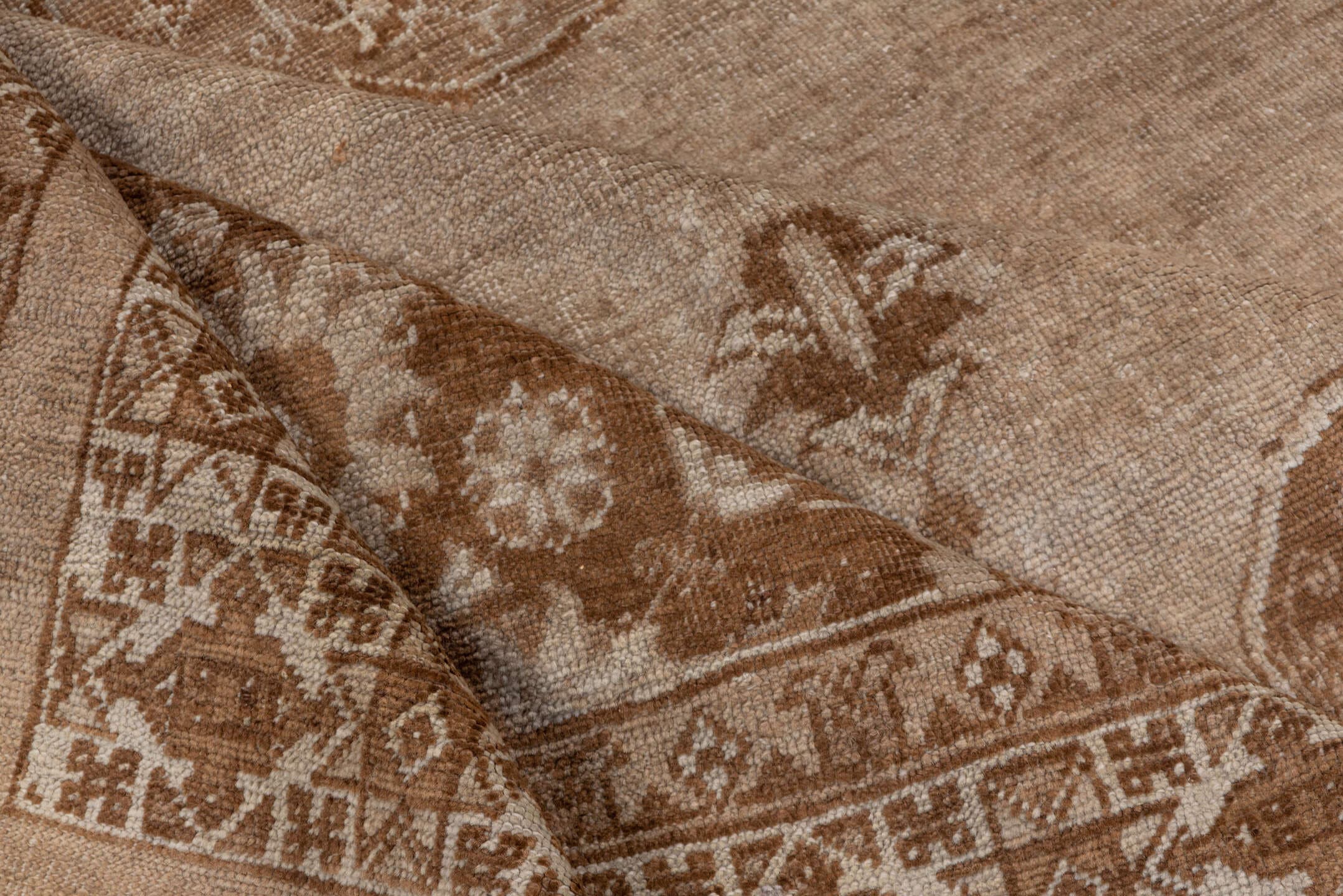 10' x 15' one-of-a-kind handmade vintage Kilim rug. Color palette: camel, ivory, taupe, sand, tan, beige, gray