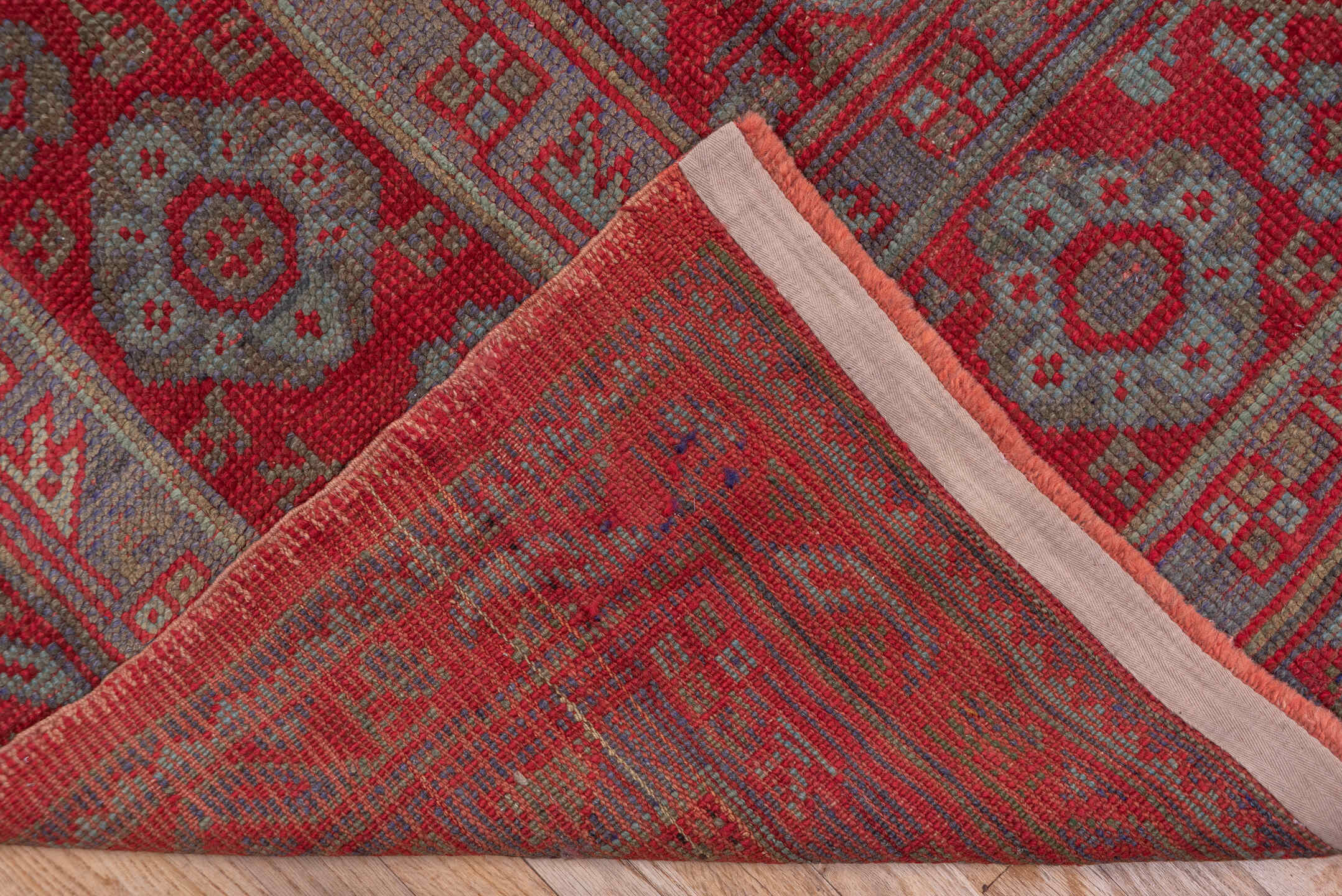 8' x 12' one-of-a-kind handmade vintage Kilim large size rug. Color palette: red, taupe, rose, brick, dusty mauve, beige
