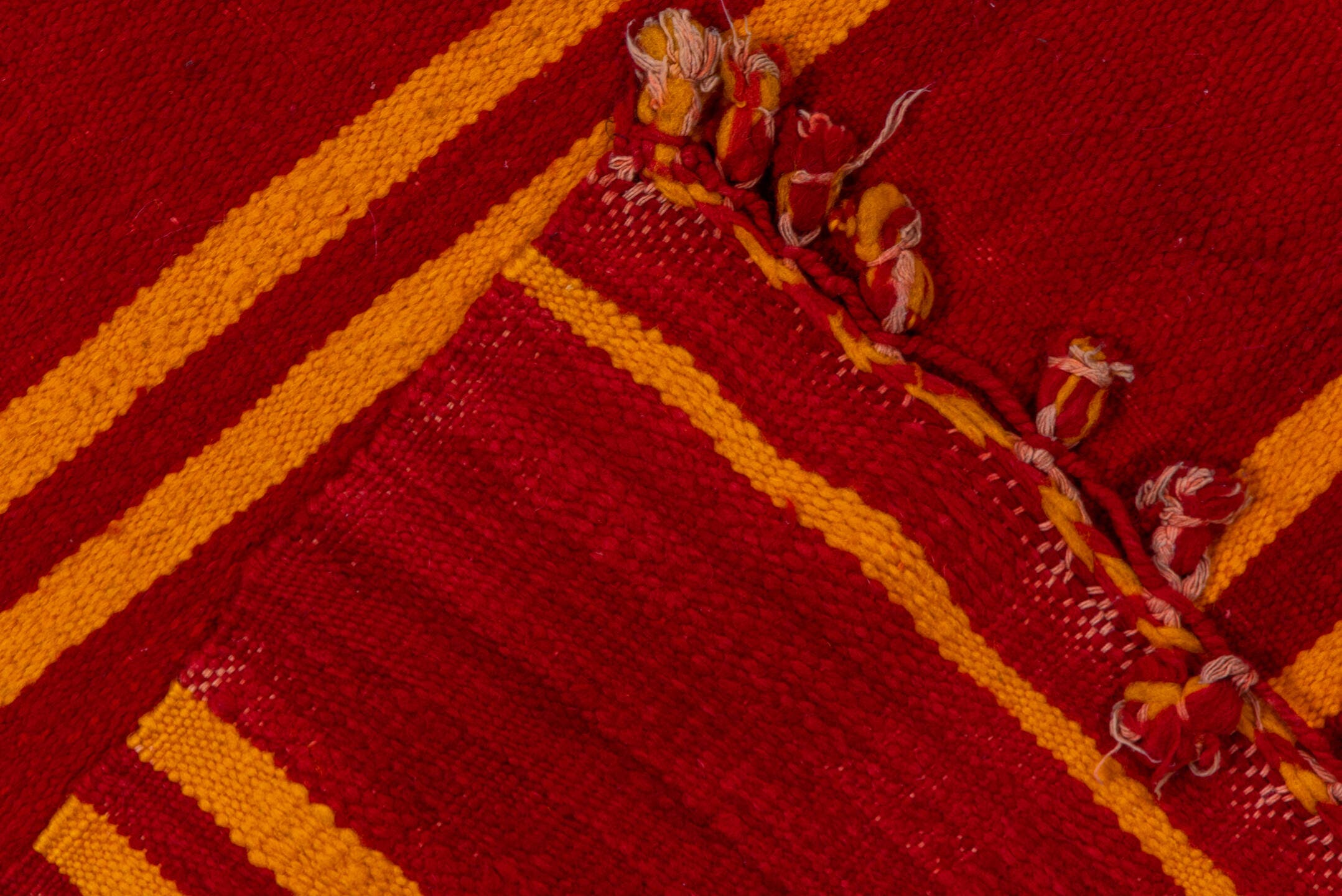 6' x 11' one-of-a-kind handmade vintage Kilim large size rug. Color palette: red, gold, rust, terracotta, brown