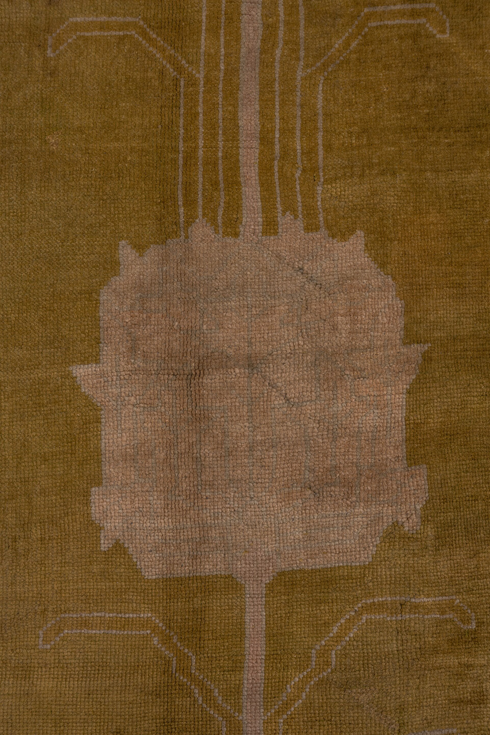 2' x 14' one-of-a-kind handmade vintage Tulu runner rug. Color palette: camel, taupe, dusty rose, beige, light brown, gray