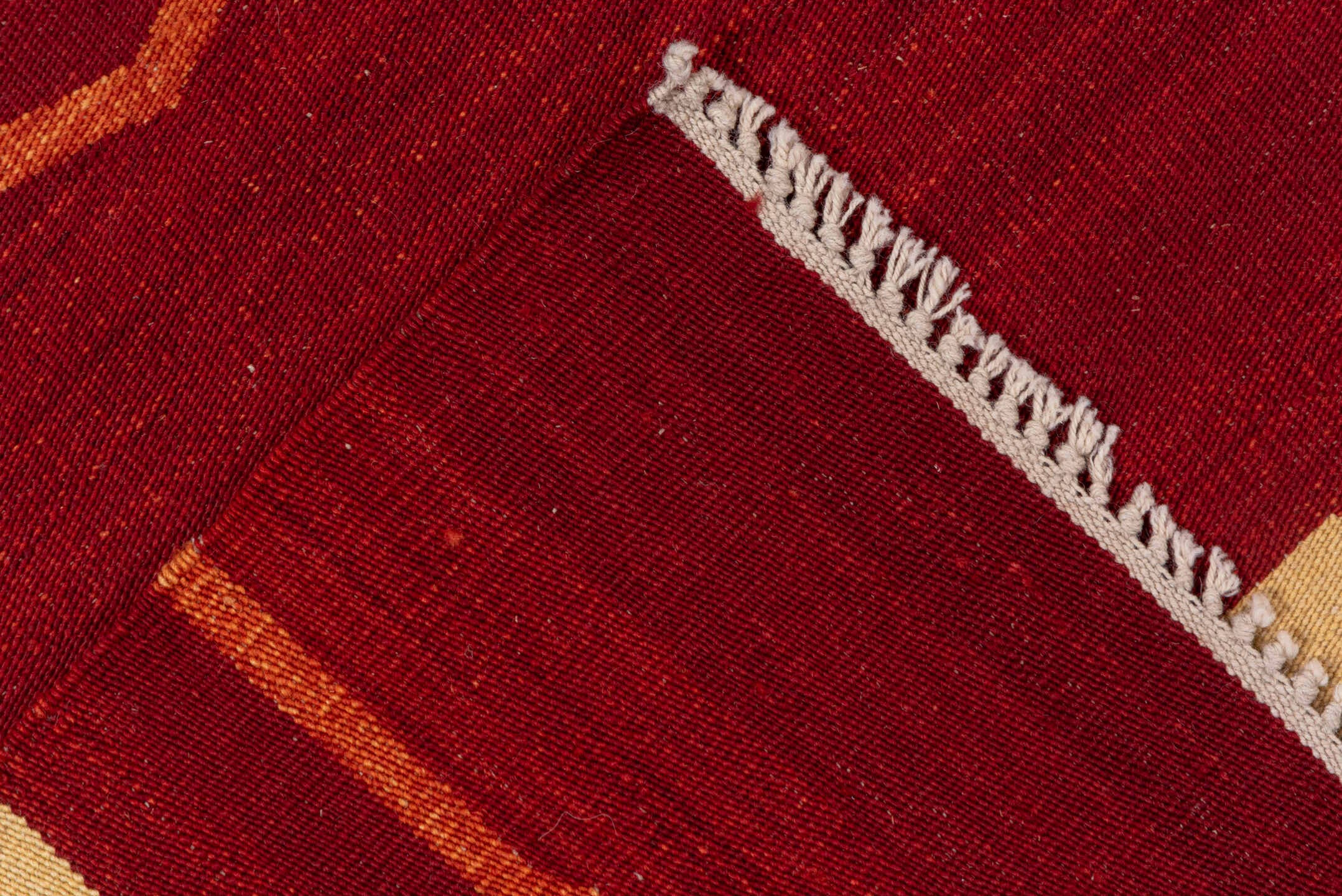5' x 8' one-of-a-kind handmade vintage Kilim medium size rug. Color palette: rust, terra cotta, ivory, camel, taupe