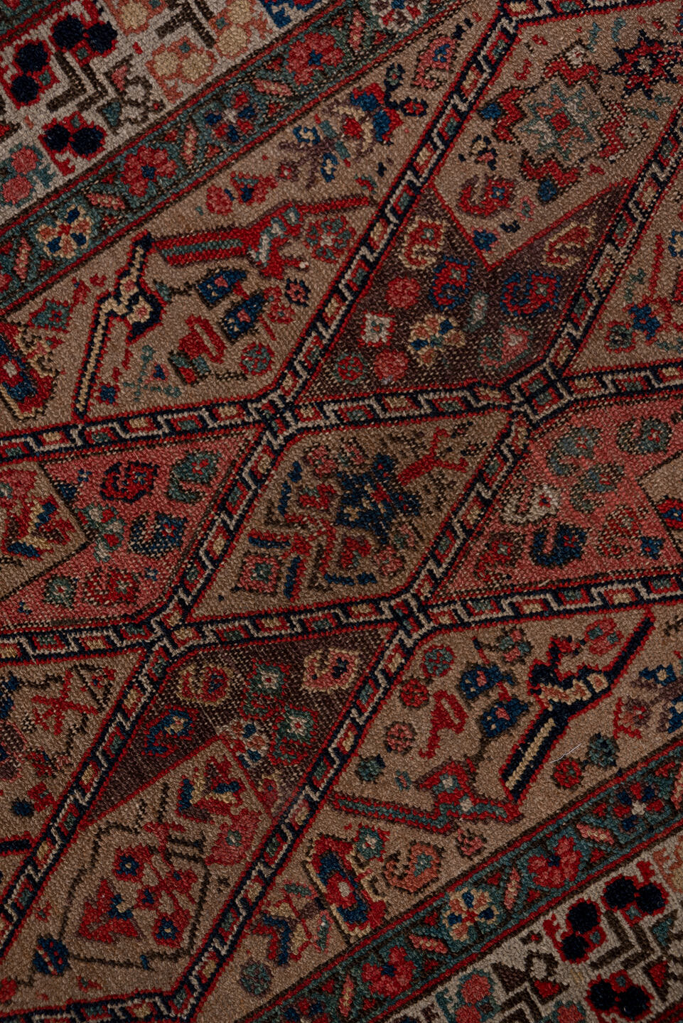 2' x 18' one-of-a-kind handmade antique Cam Hamadan runner rug. Color palette: rust, ivory, indigo, navy, camel, burgundy