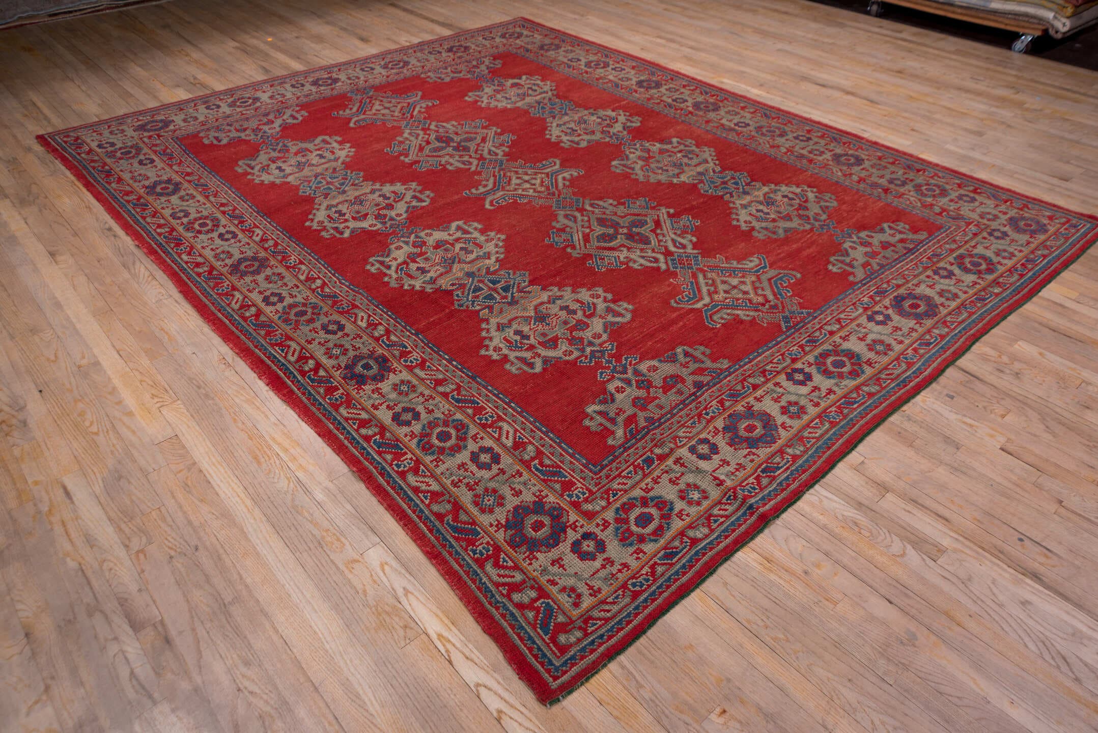 2' x 10' one-of-a-kind handmade vintage Tulu runner rug. Color palette: red, ivory, blue gray, taupe, crimson, gray, blue