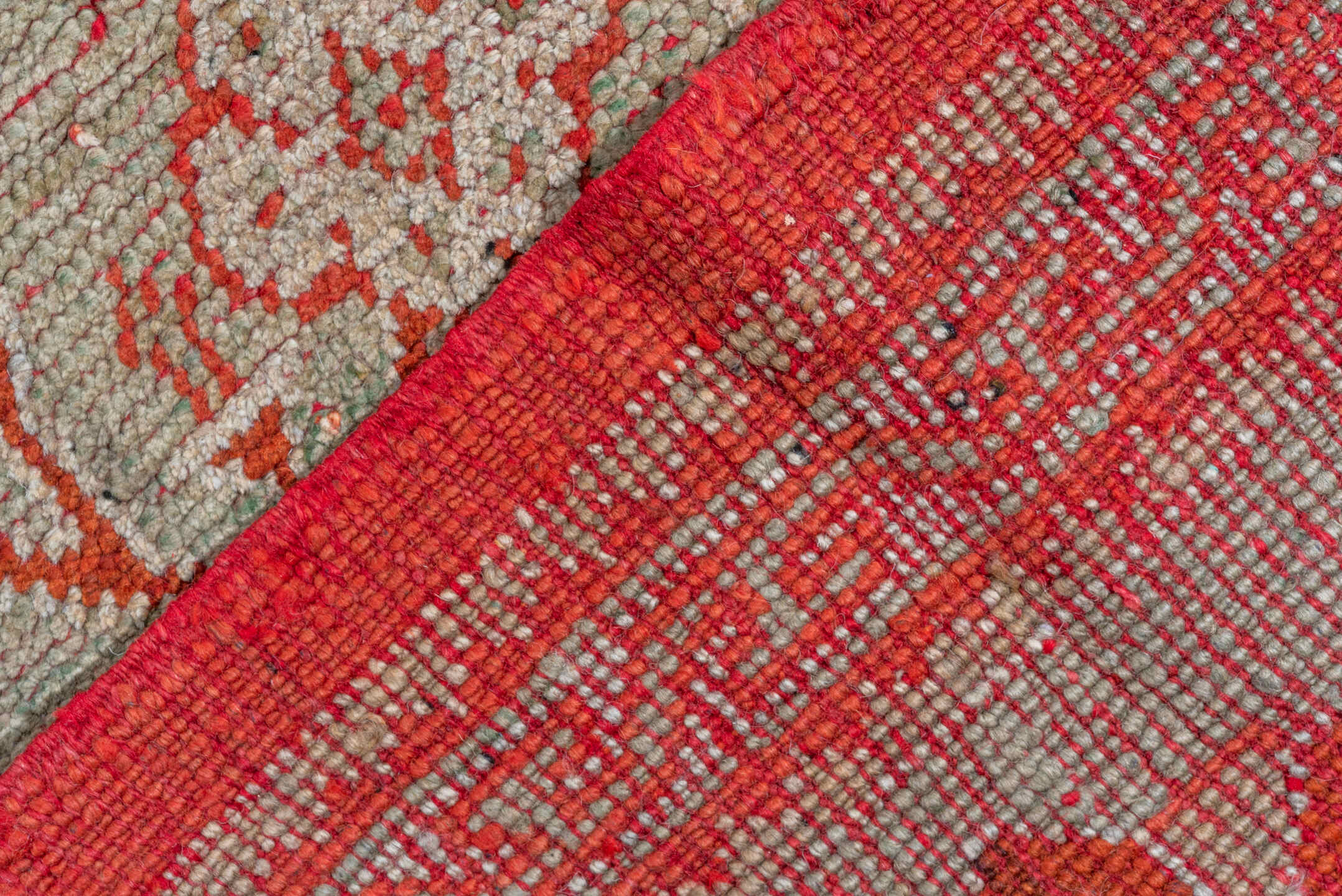 13' x 18' one-of-a-kind handmade vintage Oushak oversize rug. Color palette: brown, gray, light gray, off-white, pink, red