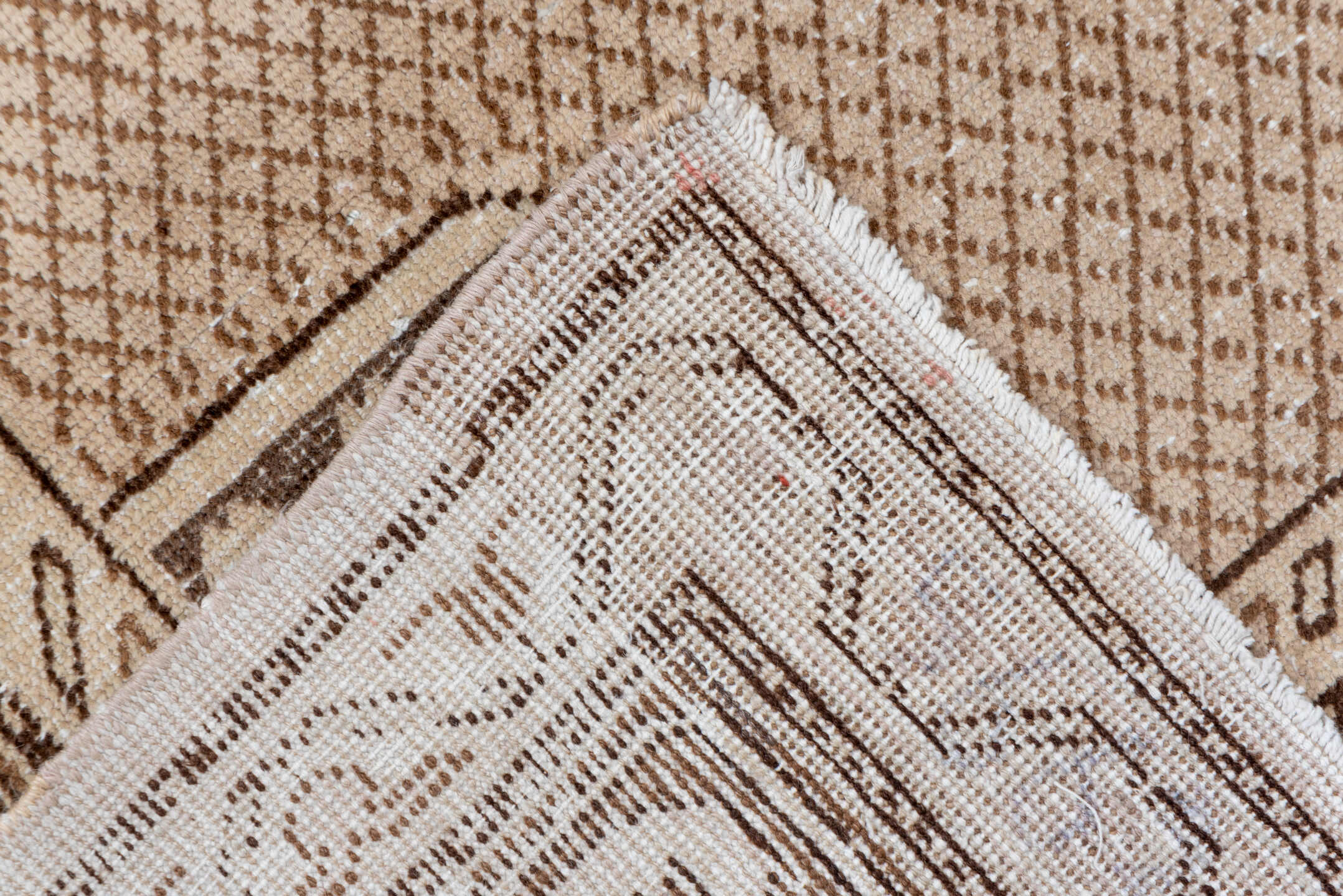 5' x 8' one-of-a-kind handmade vintage Khotan medium size rug. Color palette: brown, gray, light gray, off-white, orange