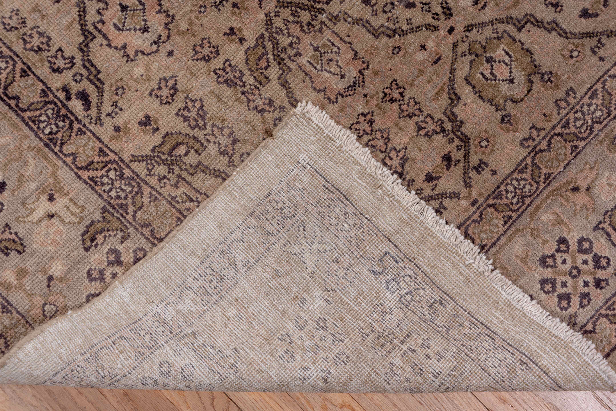 8' x 12' one-of-a-kind handmade antique Sivas large size rug. Color palette: taupe, beige, charcoal, brown, ivory, gray