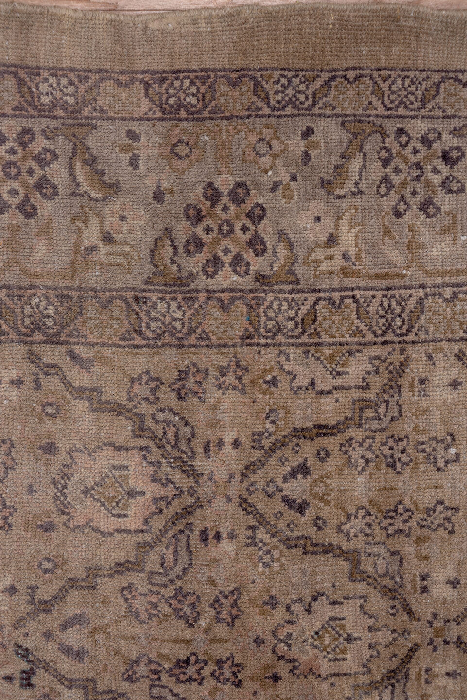 8' x 12' one-of-a-kind handmade antique Sivas large size rug. Color palette: taupe, beige, charcoal, brown, ivory, gray