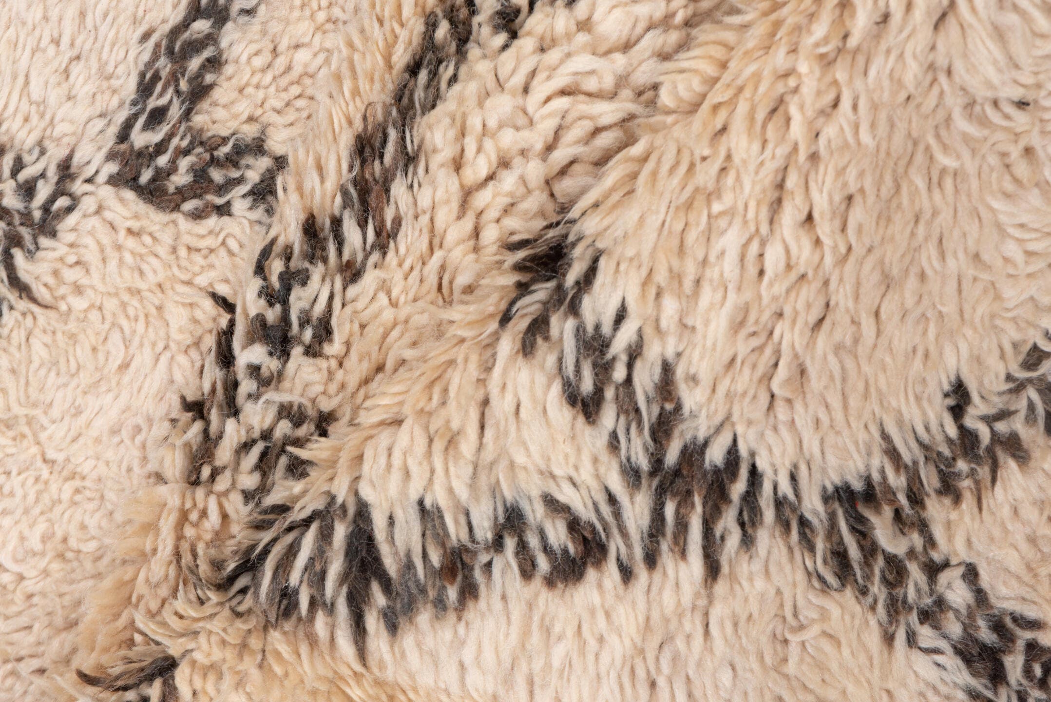 6' x 11' one-of-a-kind handmade antique Moroccan large size rug. Color palette: ivory, charcoal, cream, taupe, gray, black