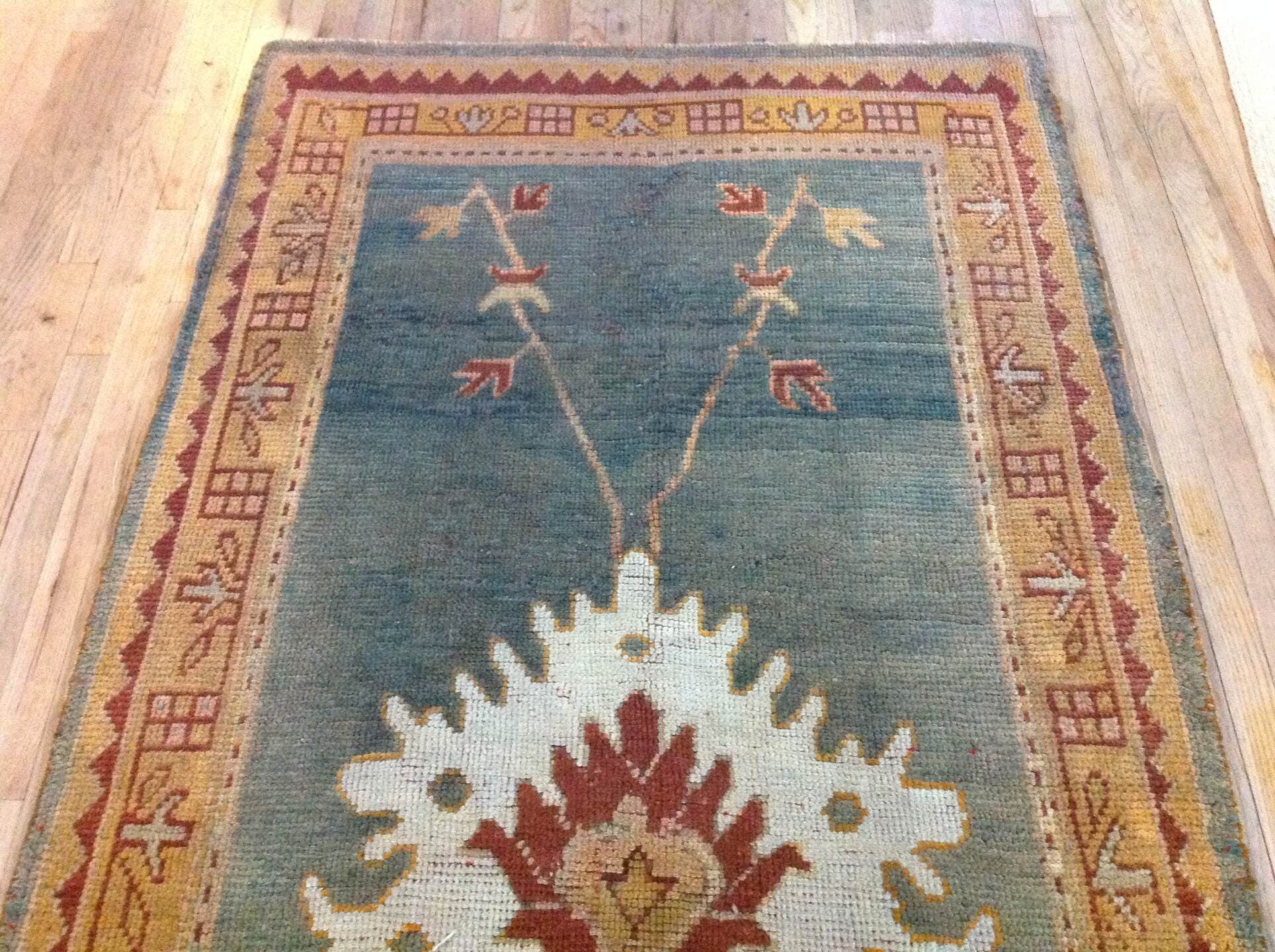 9' x 14' one-of-a-kind handmade vintage Kilim rug. Color palette: blue gray, ivory, gold, rust, camel, burgundy, taupe, gray