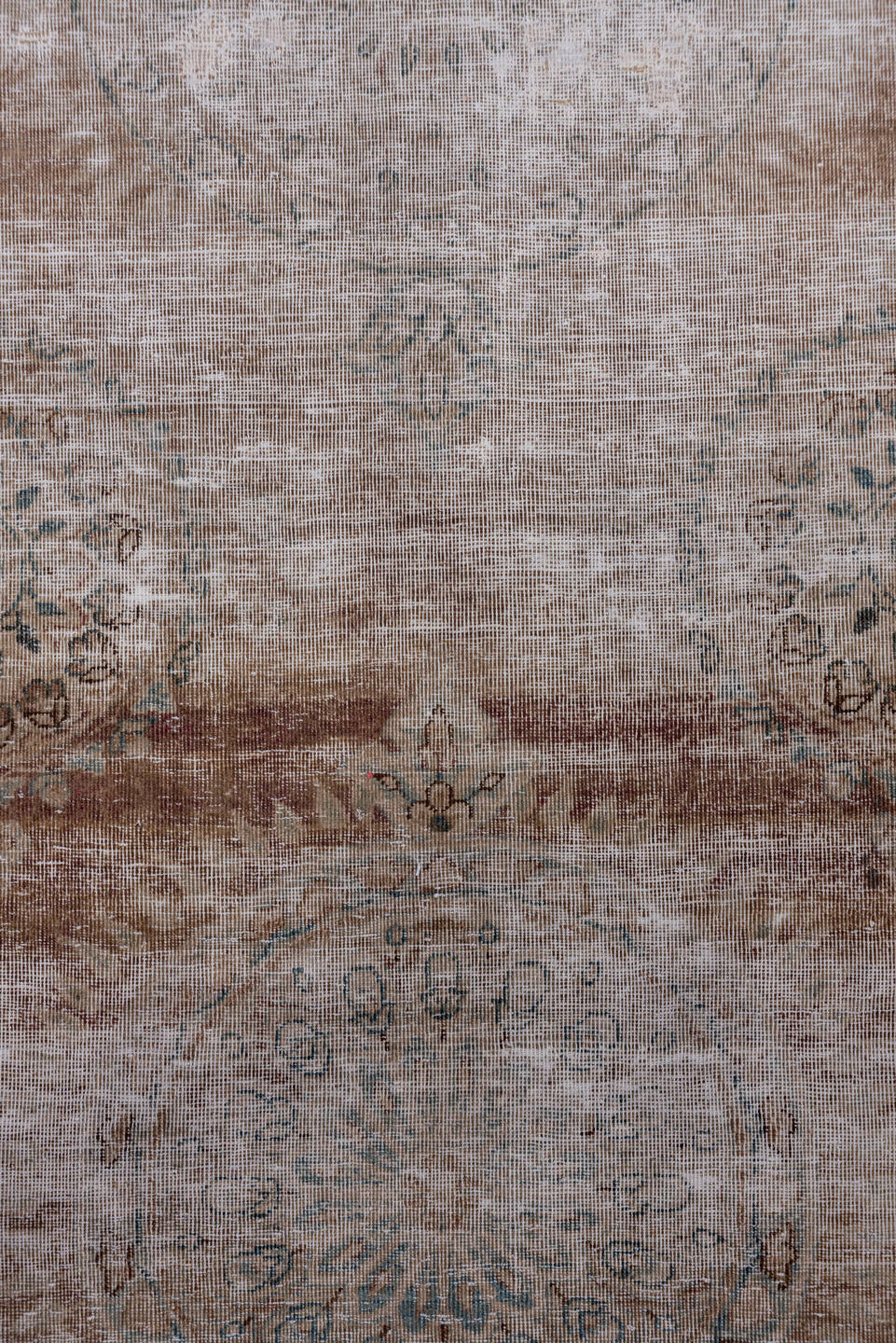 8' x 12' one-of-a-kind handmade vintage Kilim large size rug. Color palette: taupe, brown, pale blue, ivory, camel, slate