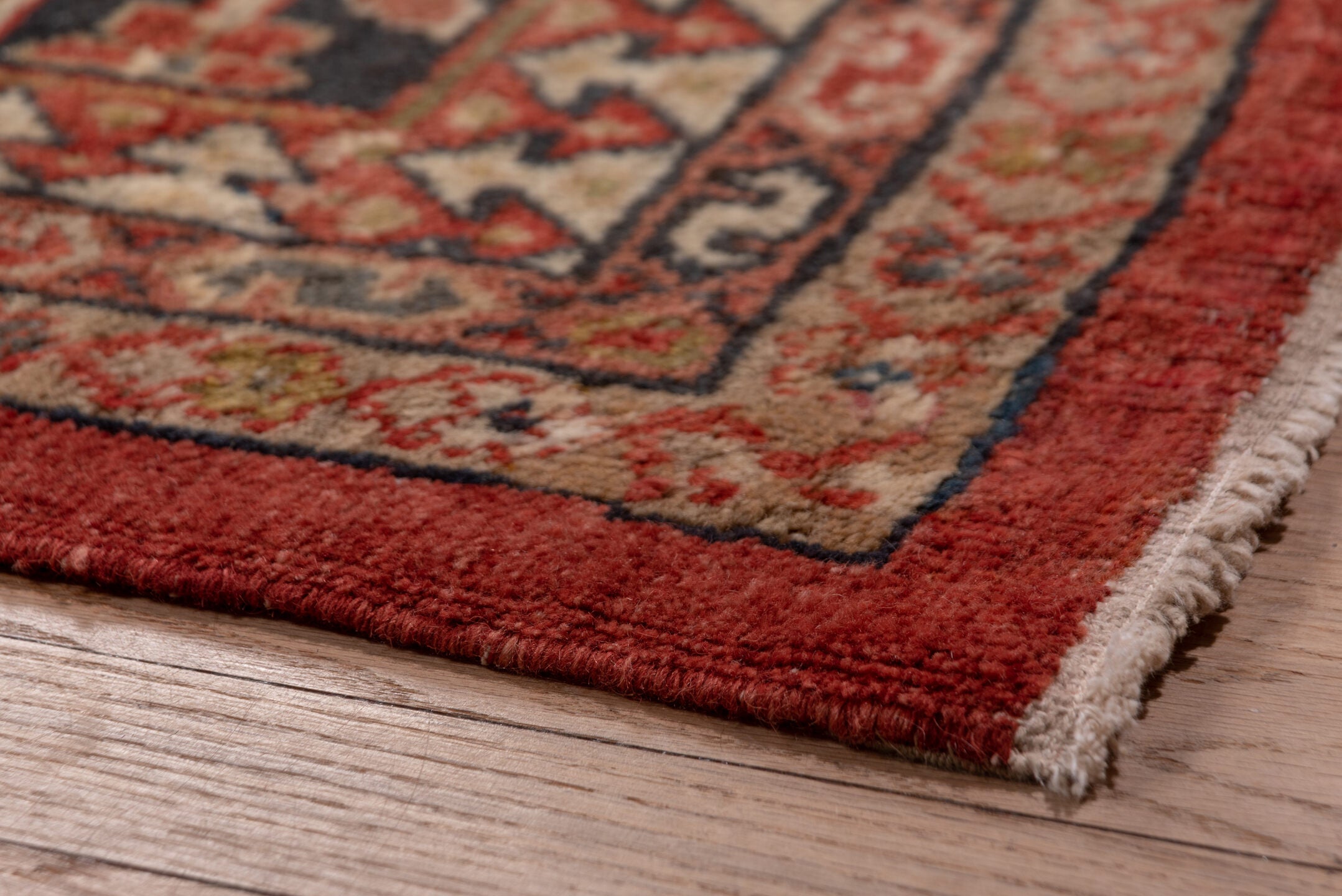 12' x 15' one-of-a-kind handmade vintage Kilim oversize rug. Color palette: terracotta, navy, ivory, camel, rust, slate