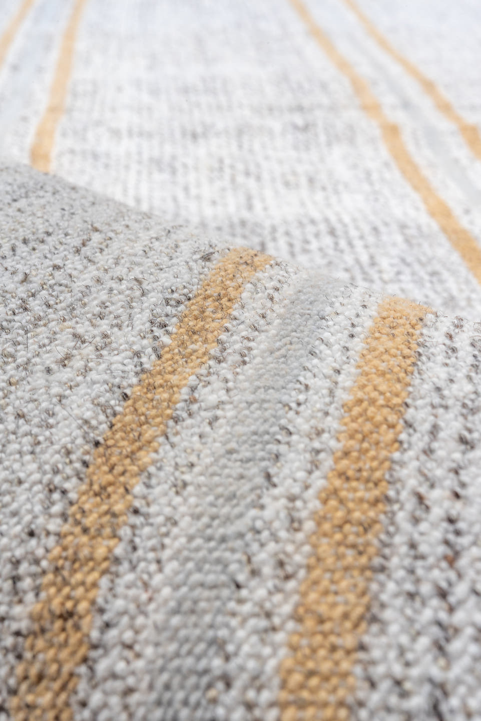 2' x 17' one-of-a-kind handmade antique Flatweave runner rug. Color palette: ivory, cream, saffron, beige, gold, terracotta