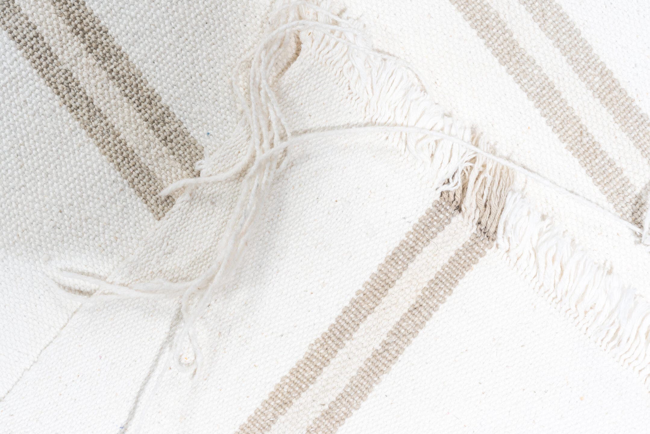 2' x 15' one-of-a-kind handmade antique Flatweave runner rug. Color palette: ivory, taupe, cream, beige, gray